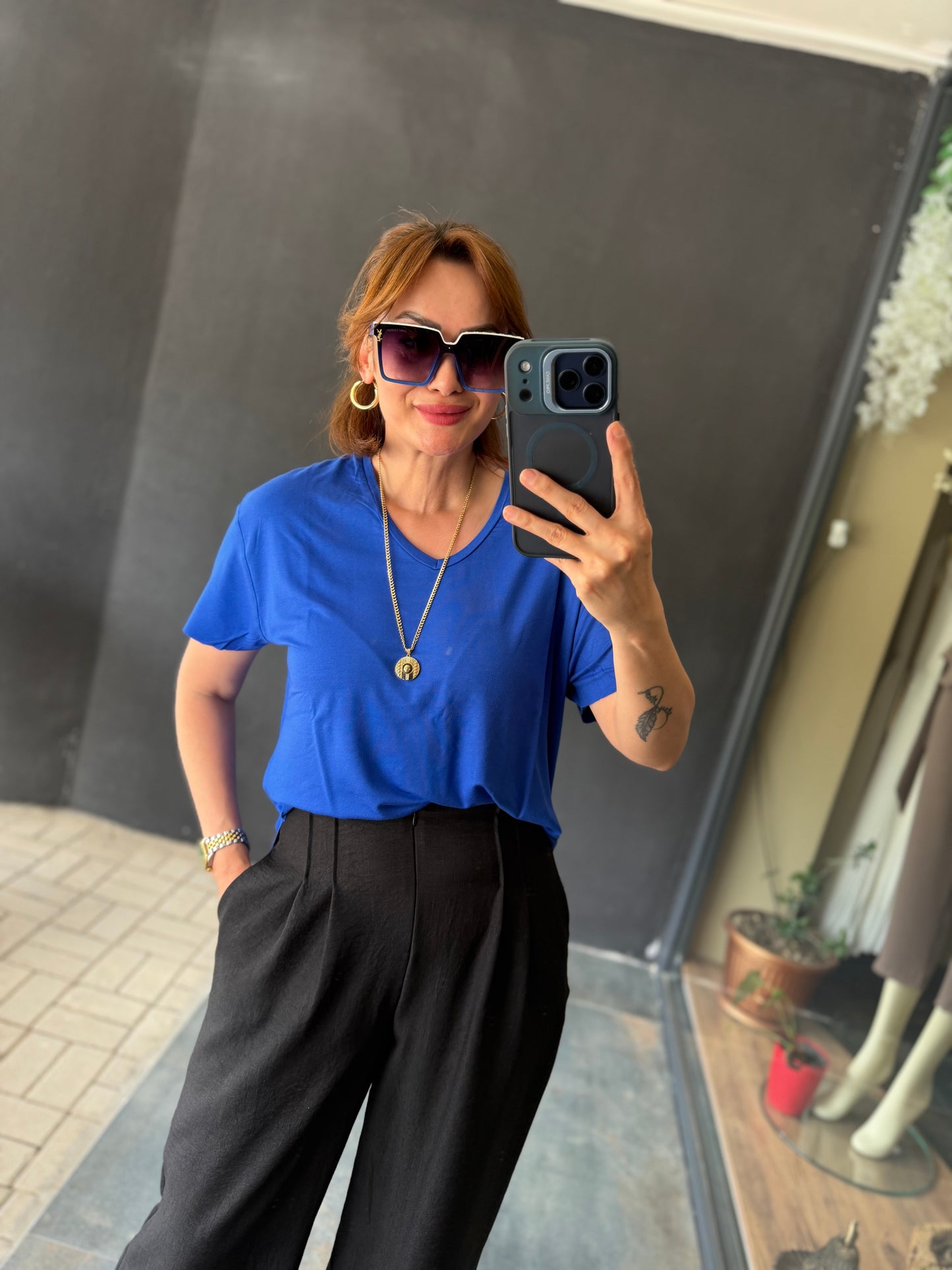 Siyah Palazzo Pantolon /T-Shirt Takım