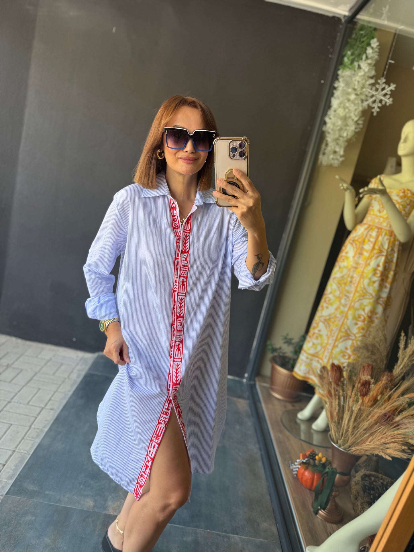 Purina Çizgili Gömlek Tunik &Elbise