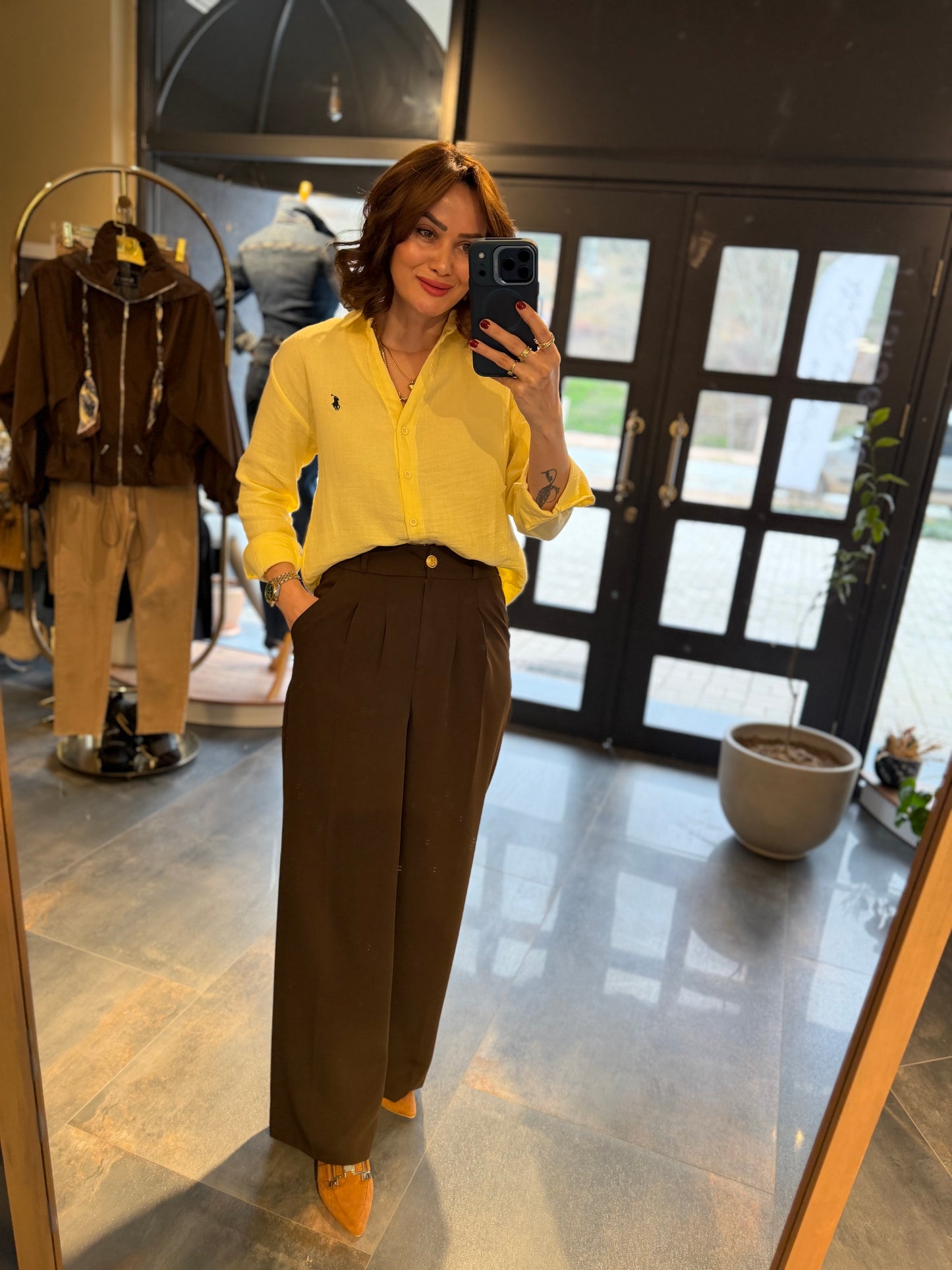 Rent Sarı Müslin Gömlek