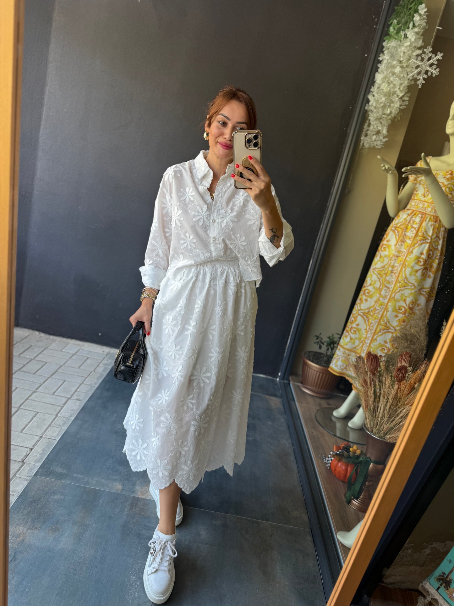 Marina Beyaz Etek & Gömlek Takım