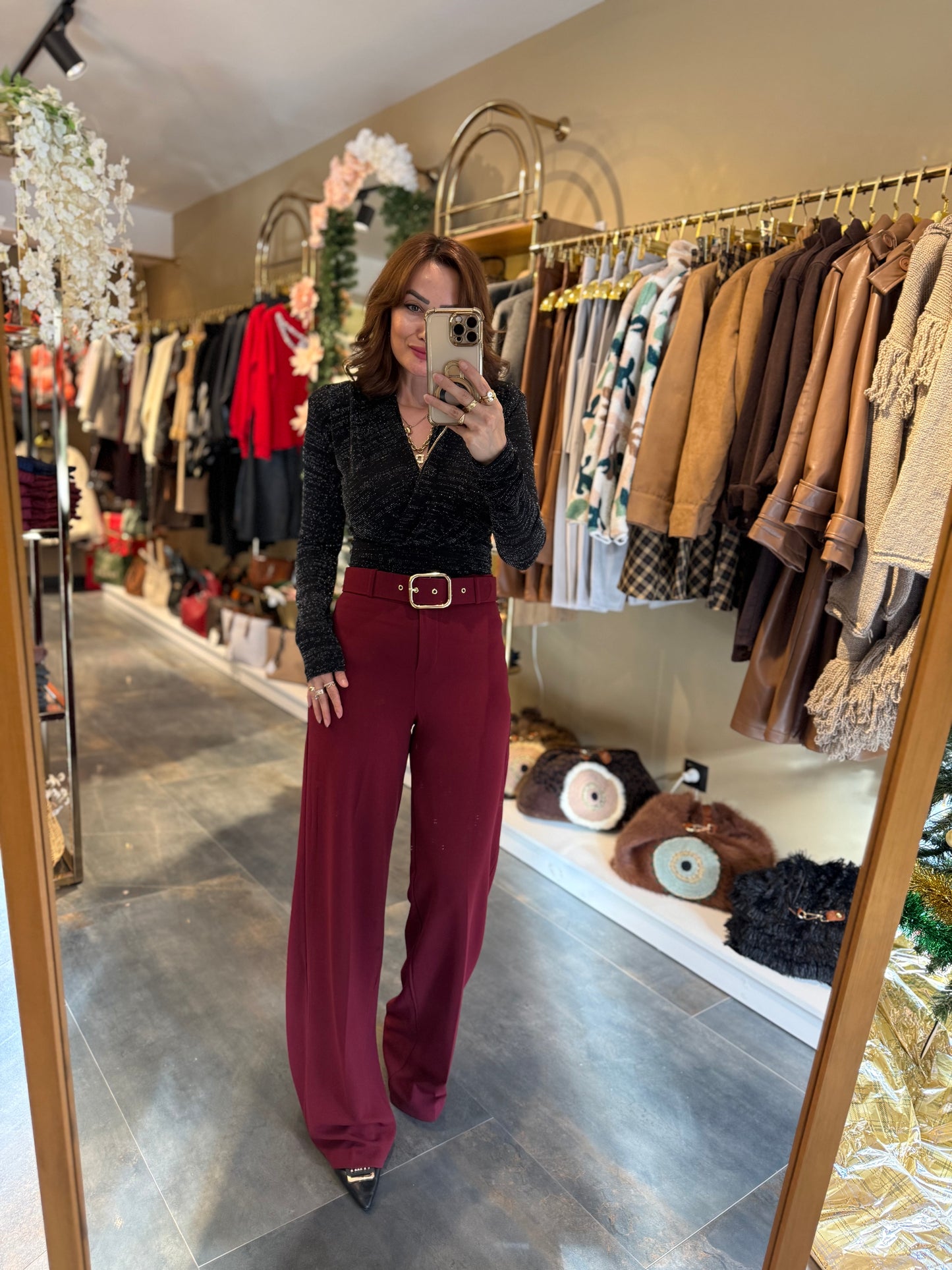 Moremos Bordo Kemerli Pantolon