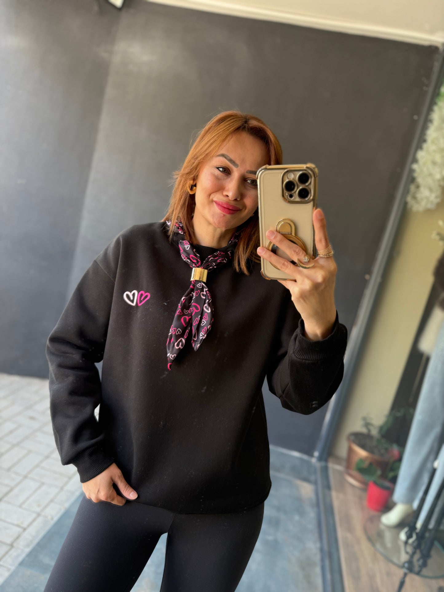 Boho Siyah Aksesuar Detaylı Sweat