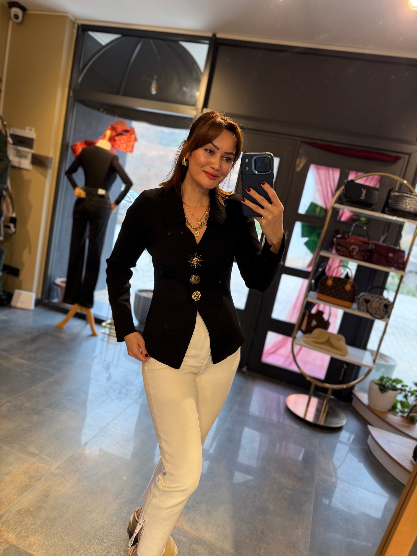 Given Siyah Çelik Örme Bluz