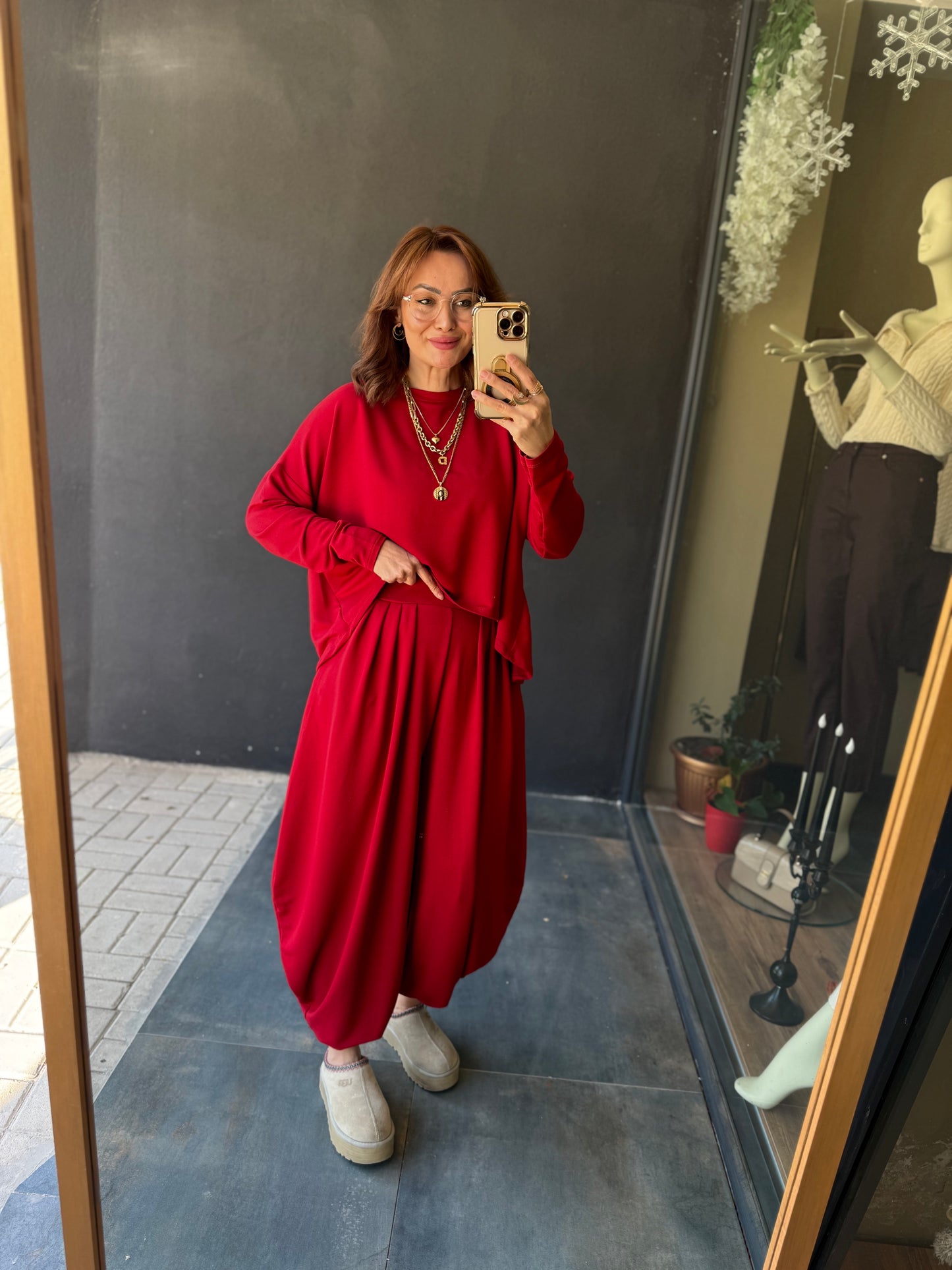 Modal Kırmızı Harem Takım