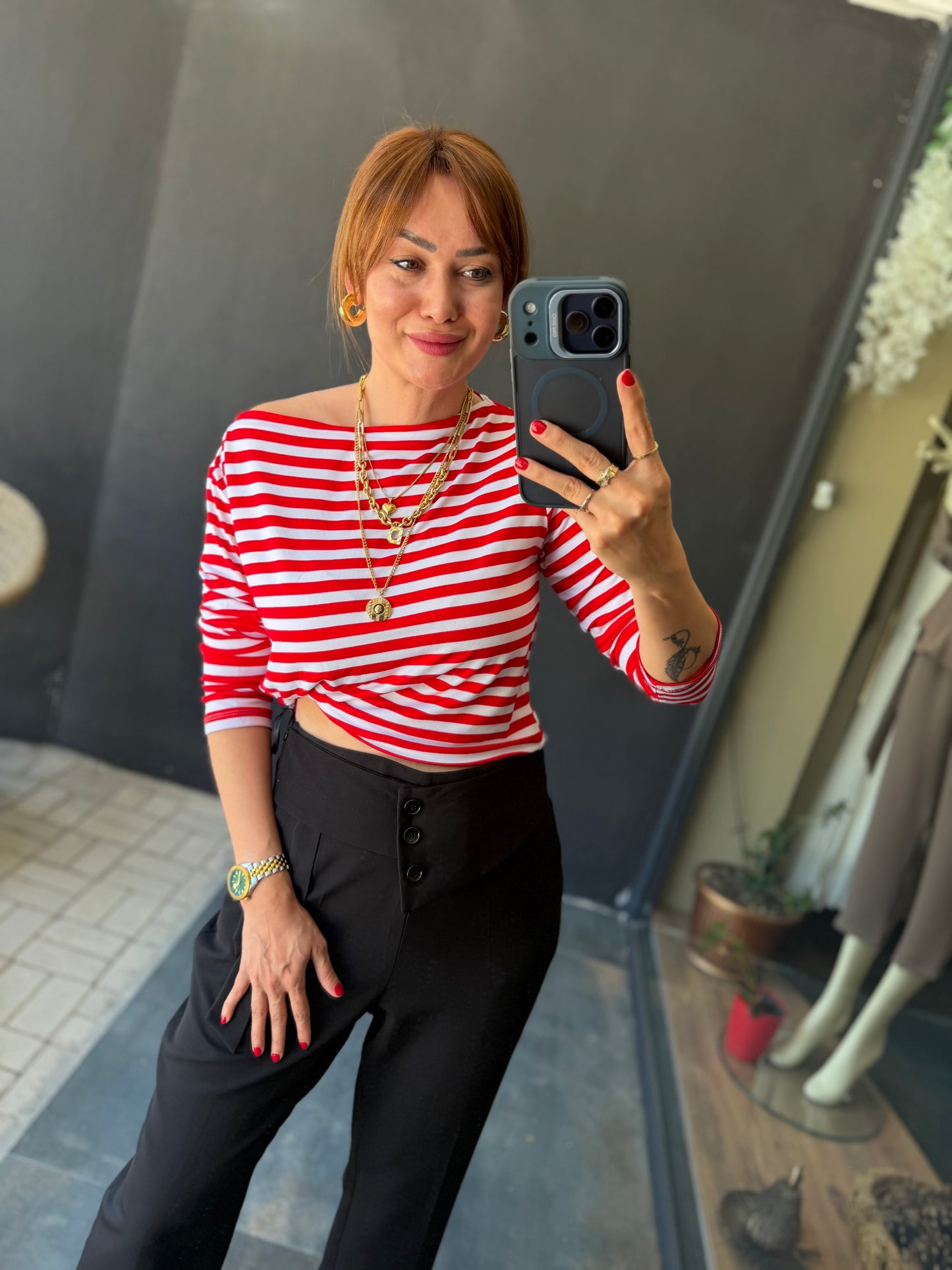 Siyah Sigaret Pantolon & Bluz Takım