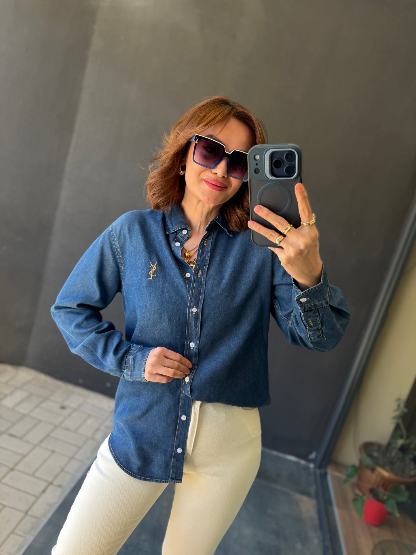 Milami Mavi Tensel Gömlek