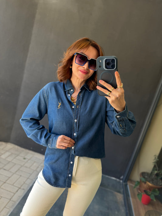 Milami Mavi Tensel Gömlek