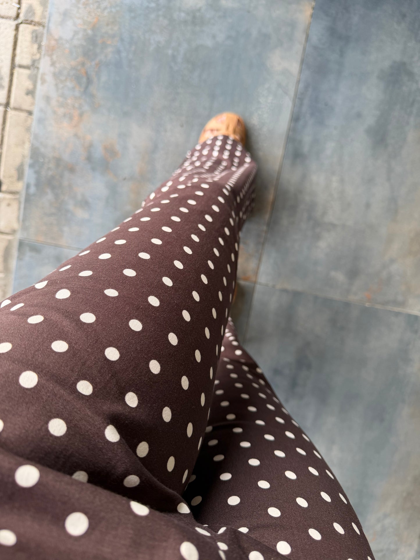 Kahve Puantiyeli Vintage Pantolon Takımı