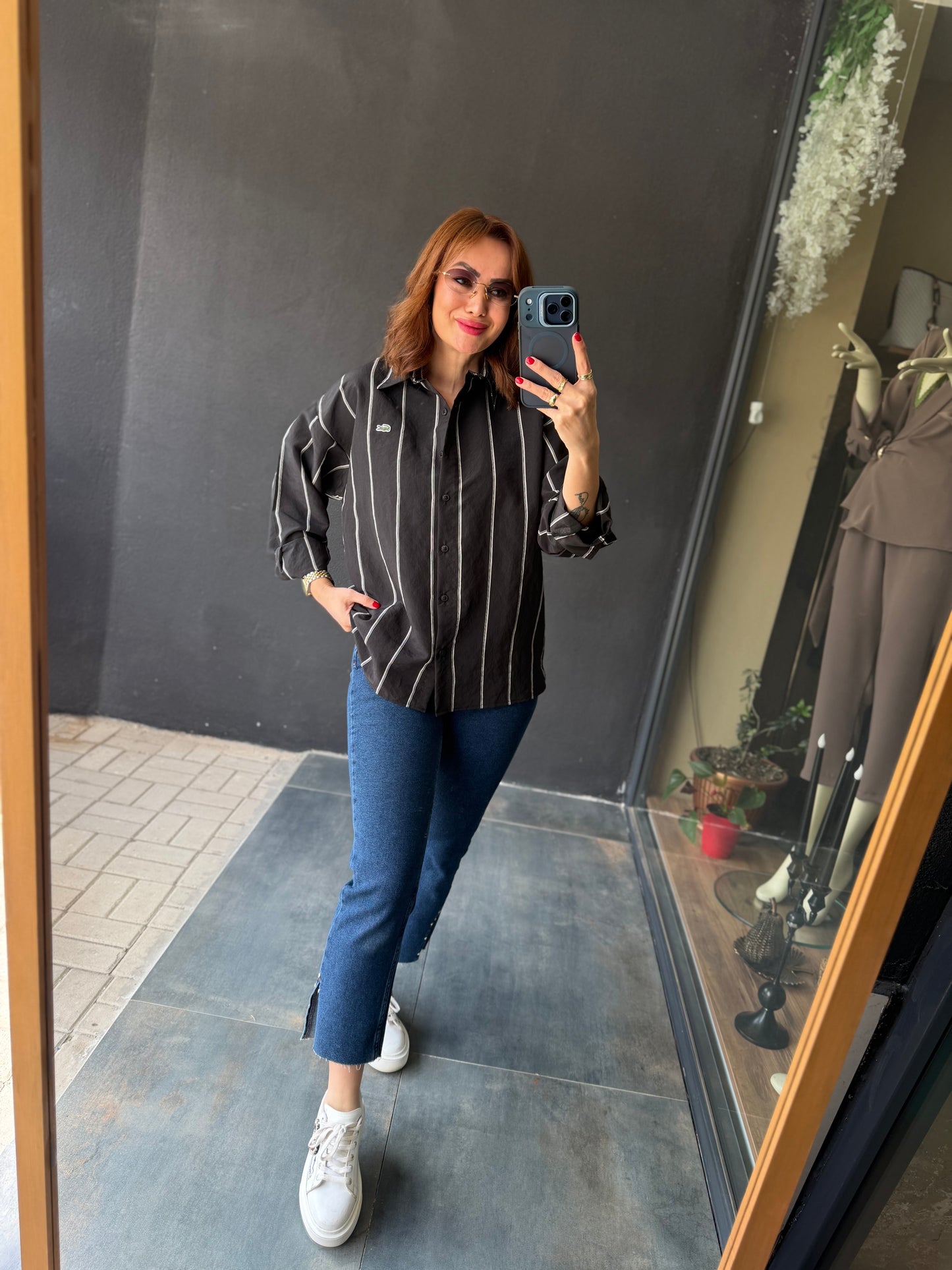 Tiante Siyah Tensel Gömlek