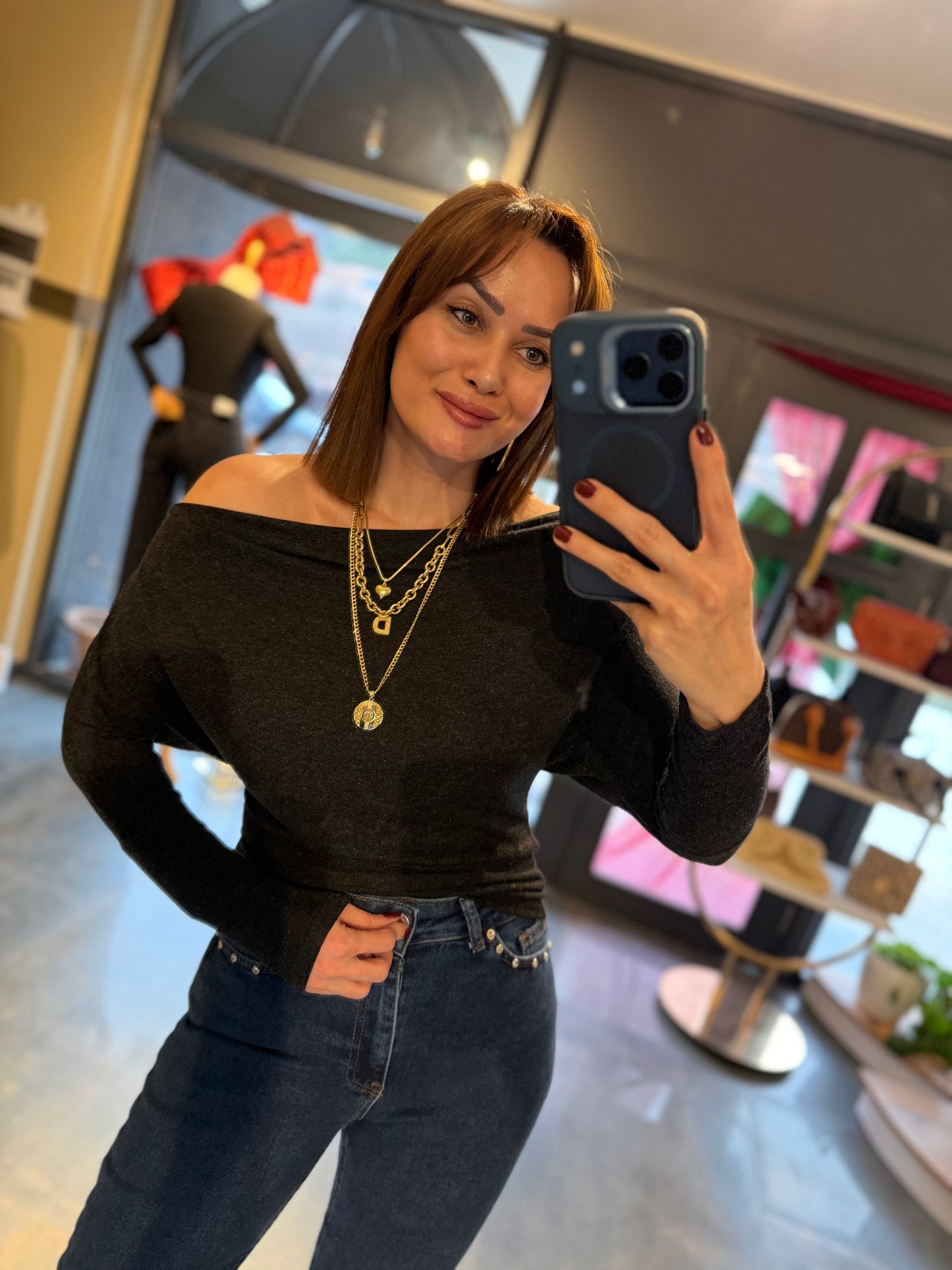 Virgin Antrasit Yumoş Bluz