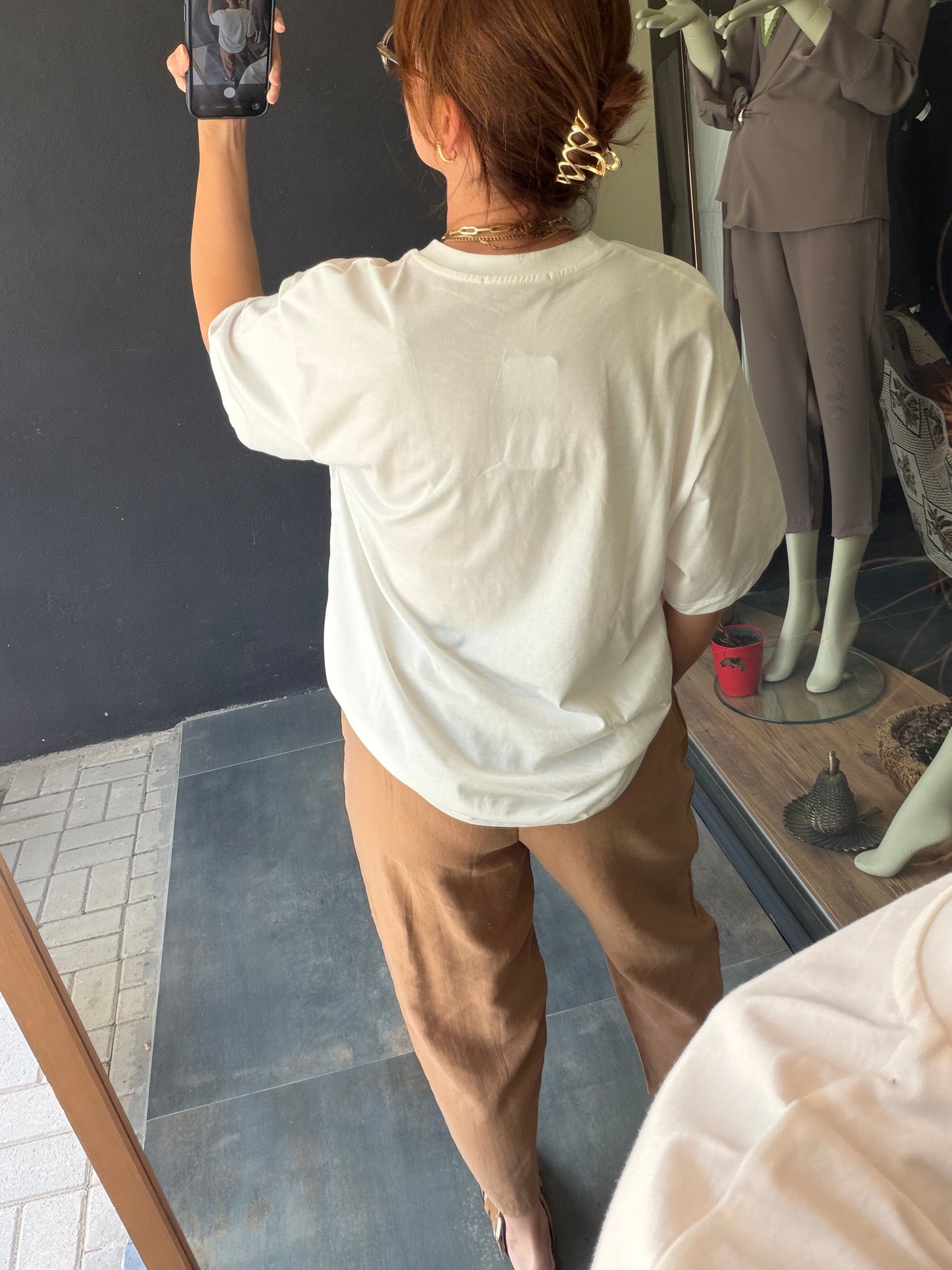 Camel Tensel Havuç Pantolon & T-Shirt Kombin