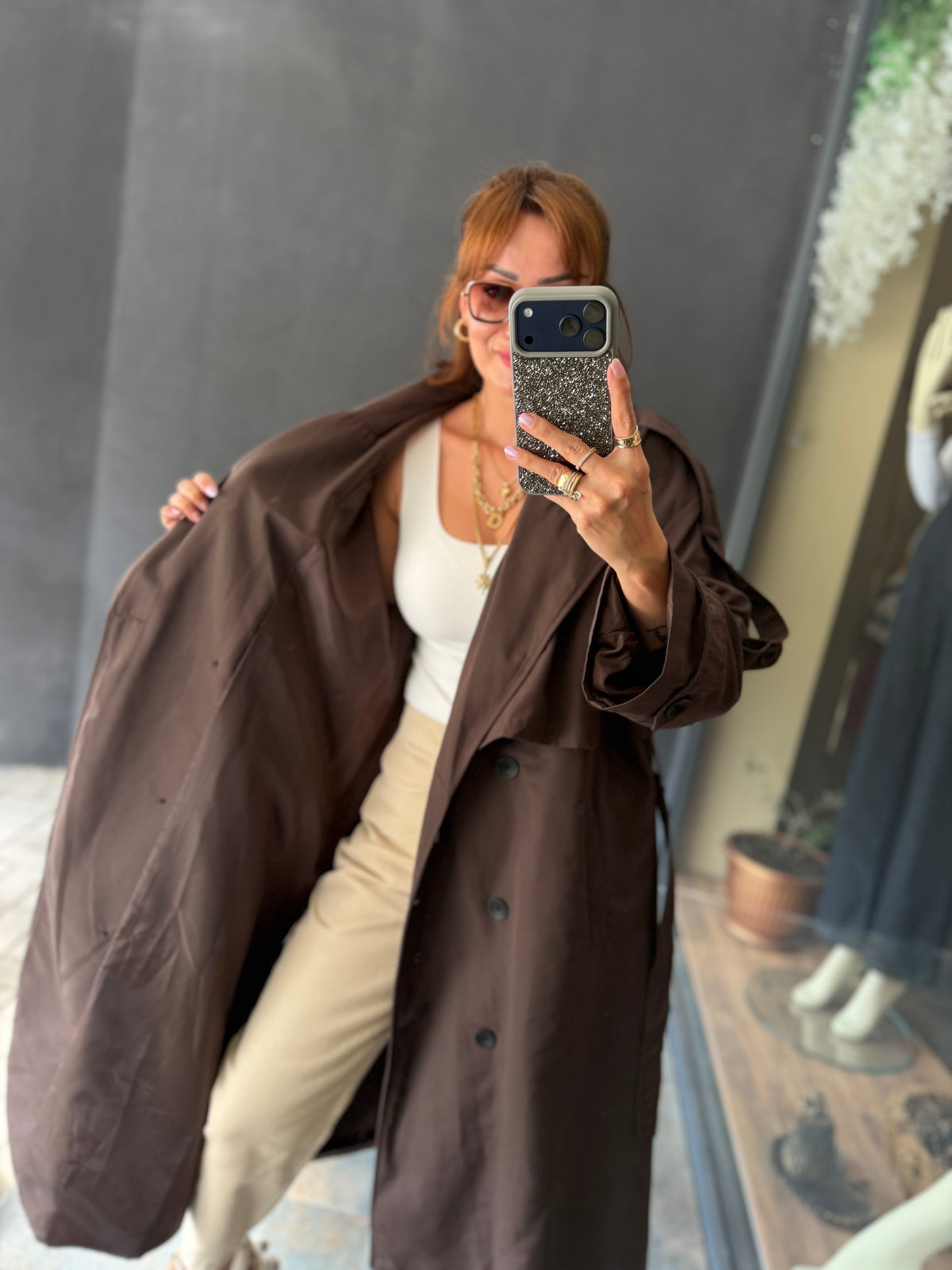 Alveron Kahve Oversize Trenchcoat