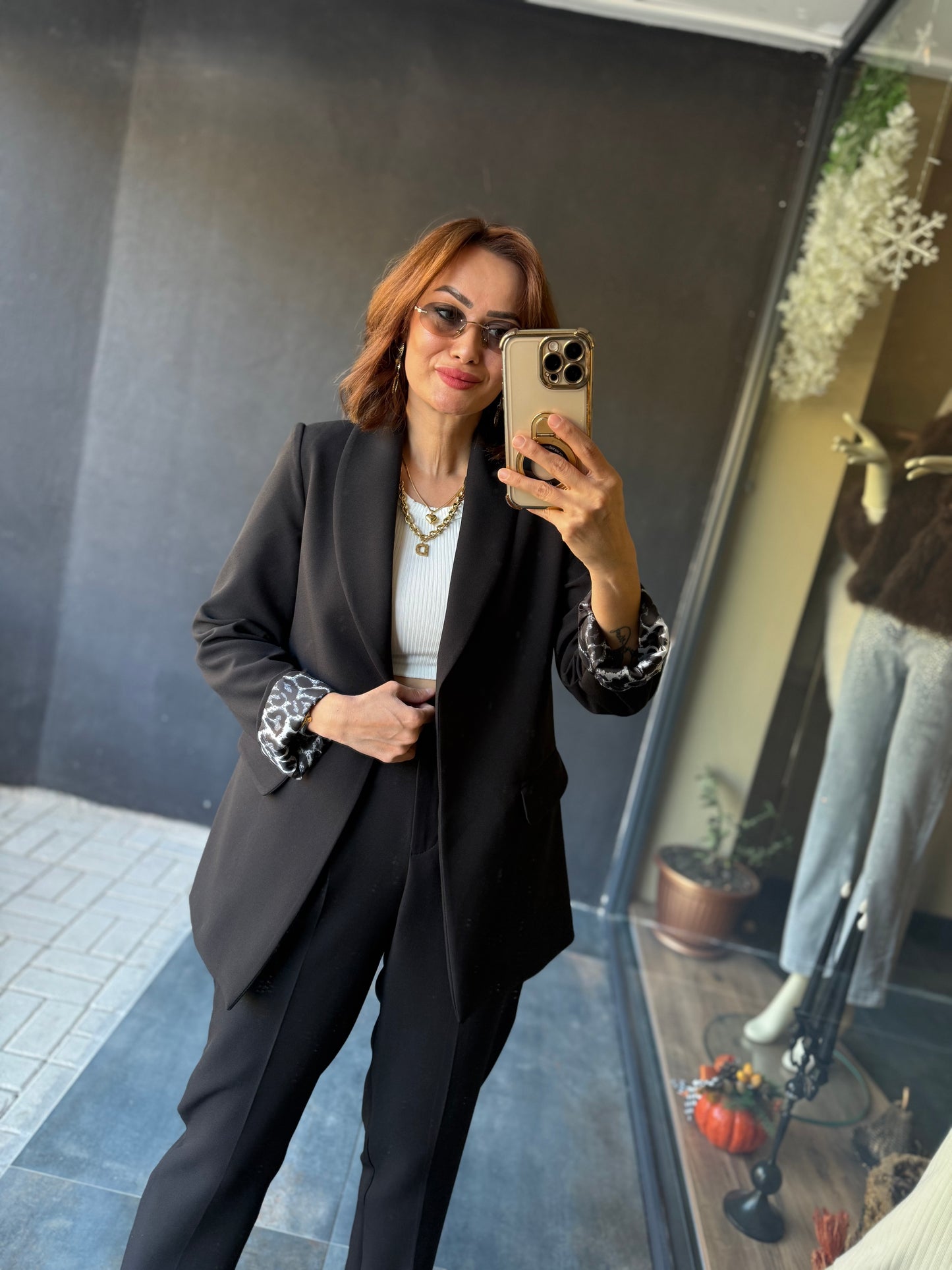 Melanj Siyah Ceket &Pantolon Takım