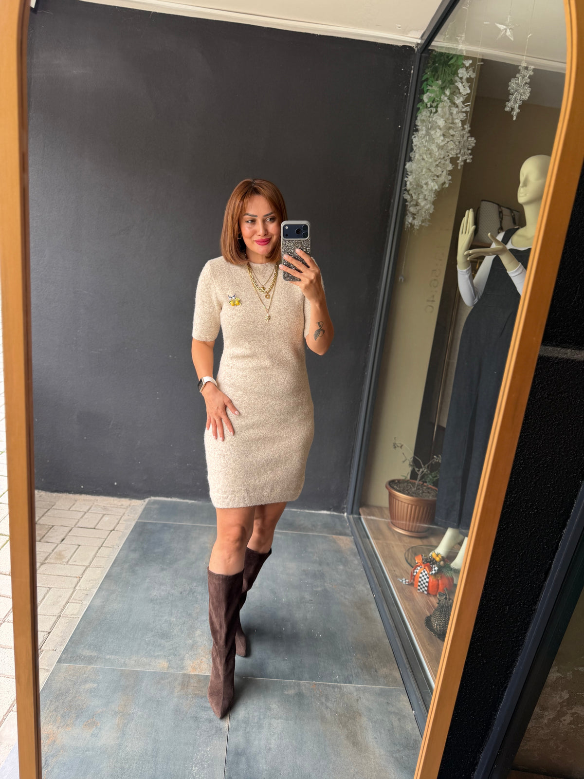 Como Bej Kaşmir Elbise
