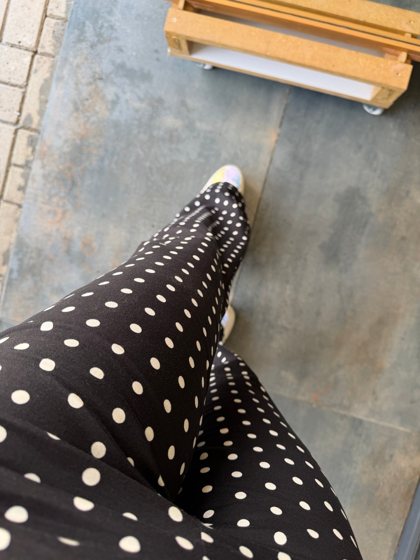 Siyah Puantiyeli Retro Pantolon Takımı