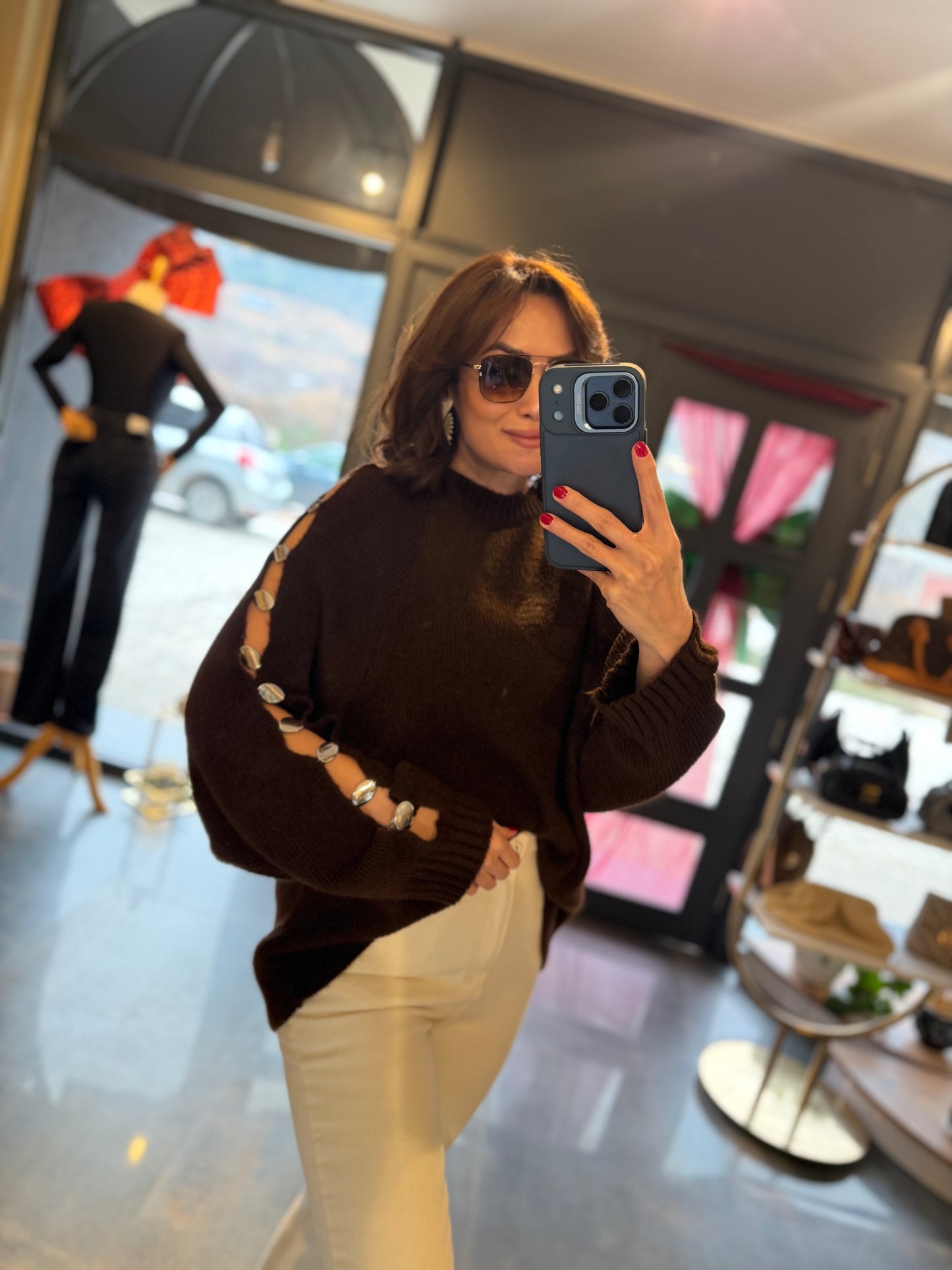 Beky Kahverengi Kaşmir Droplu Kazak