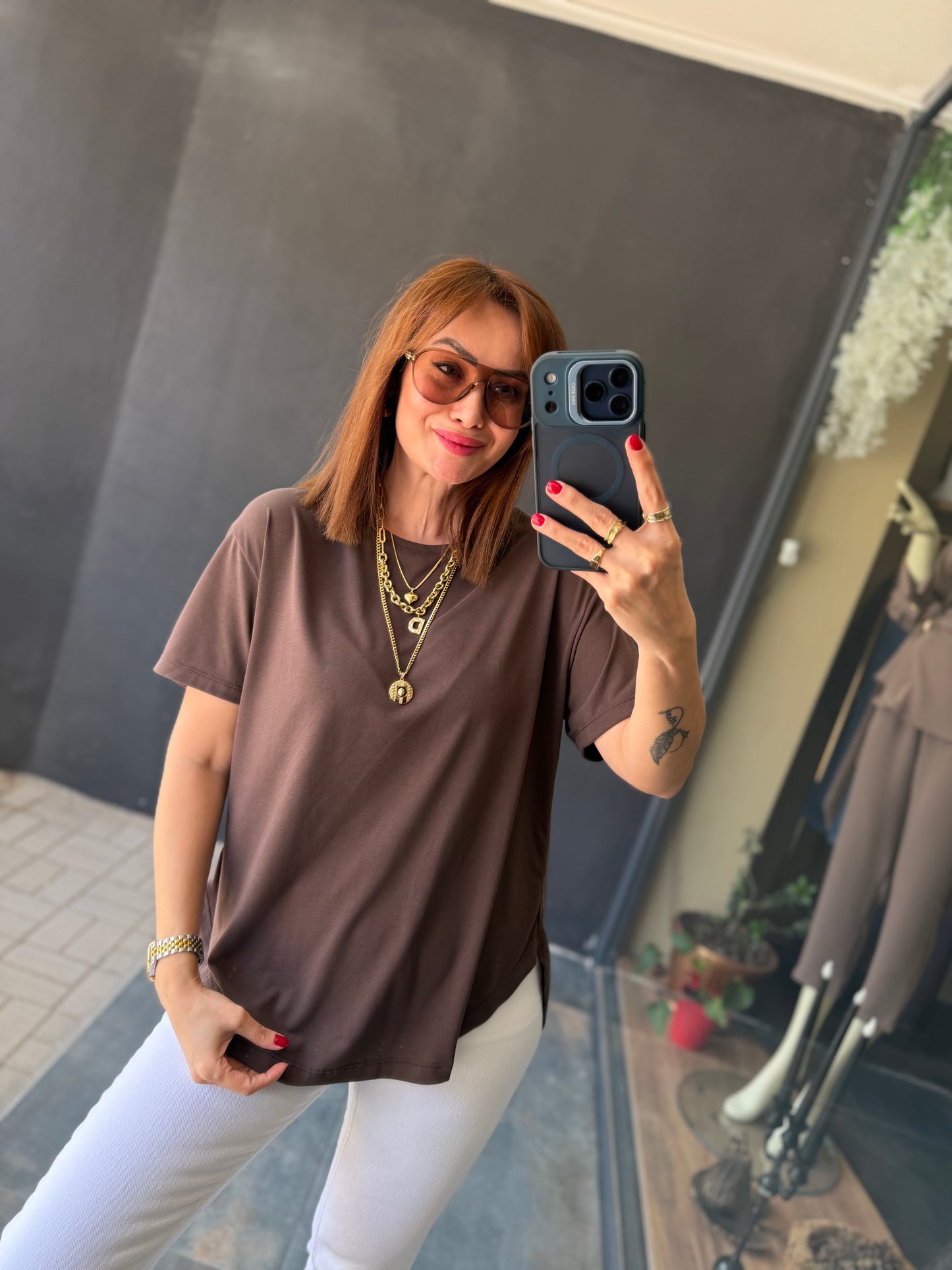 Dark Kahve Modal Basic T-Shirt
