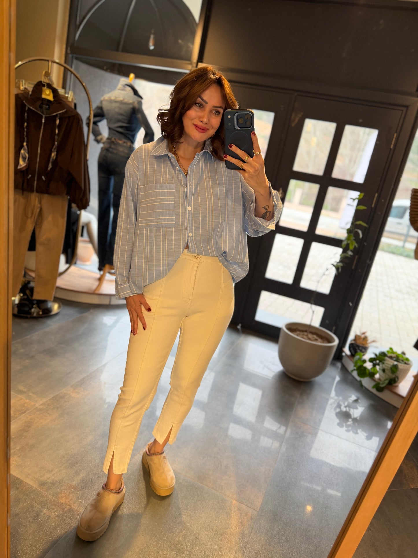 Xlove Önden Şeritli Bej Jean