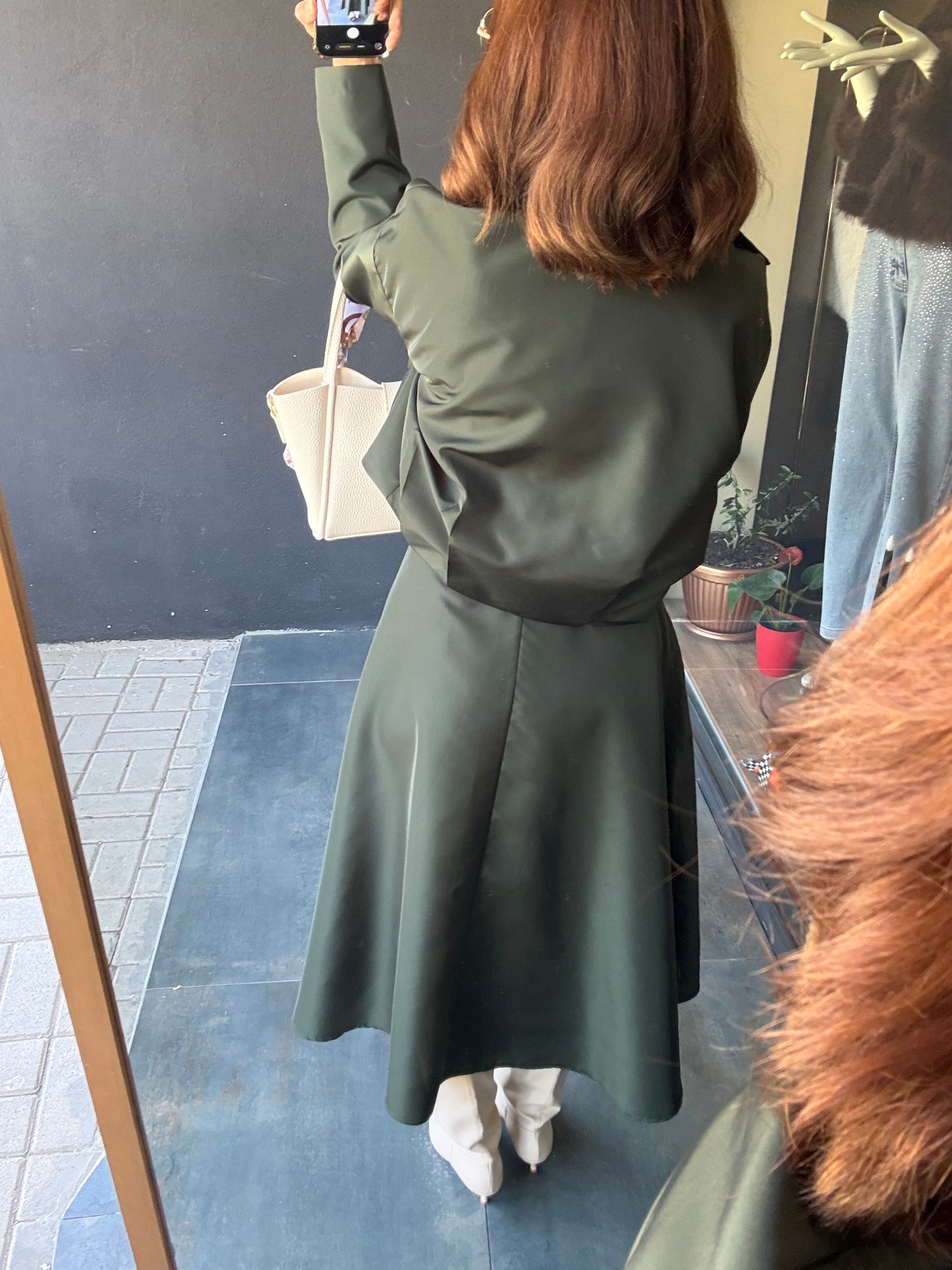 Pesto Haki Paraşüt Etek&Ceket Takım