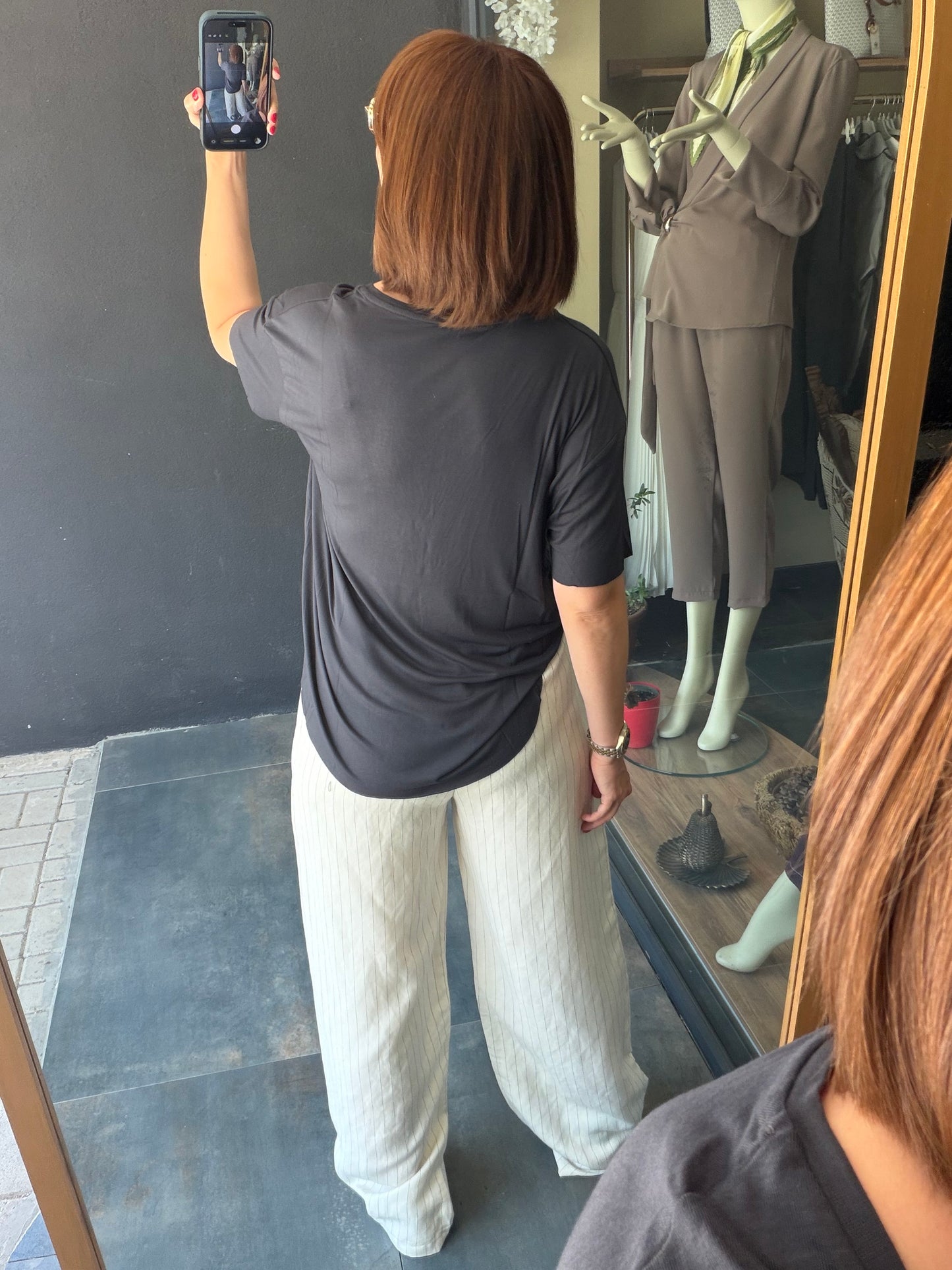 Çizgili Tensel Pantolon & Tshirt Kombin