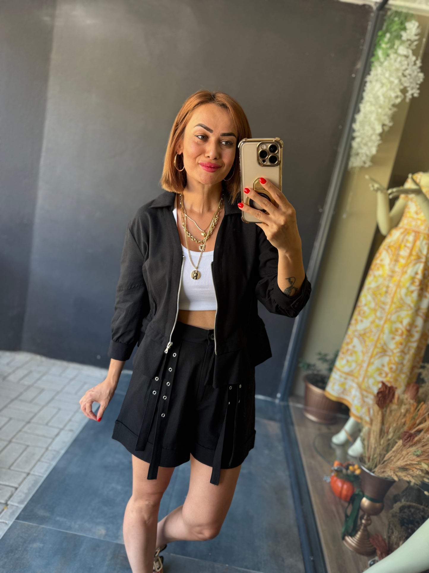 Ateks Siyah Ceket & Şort Takım