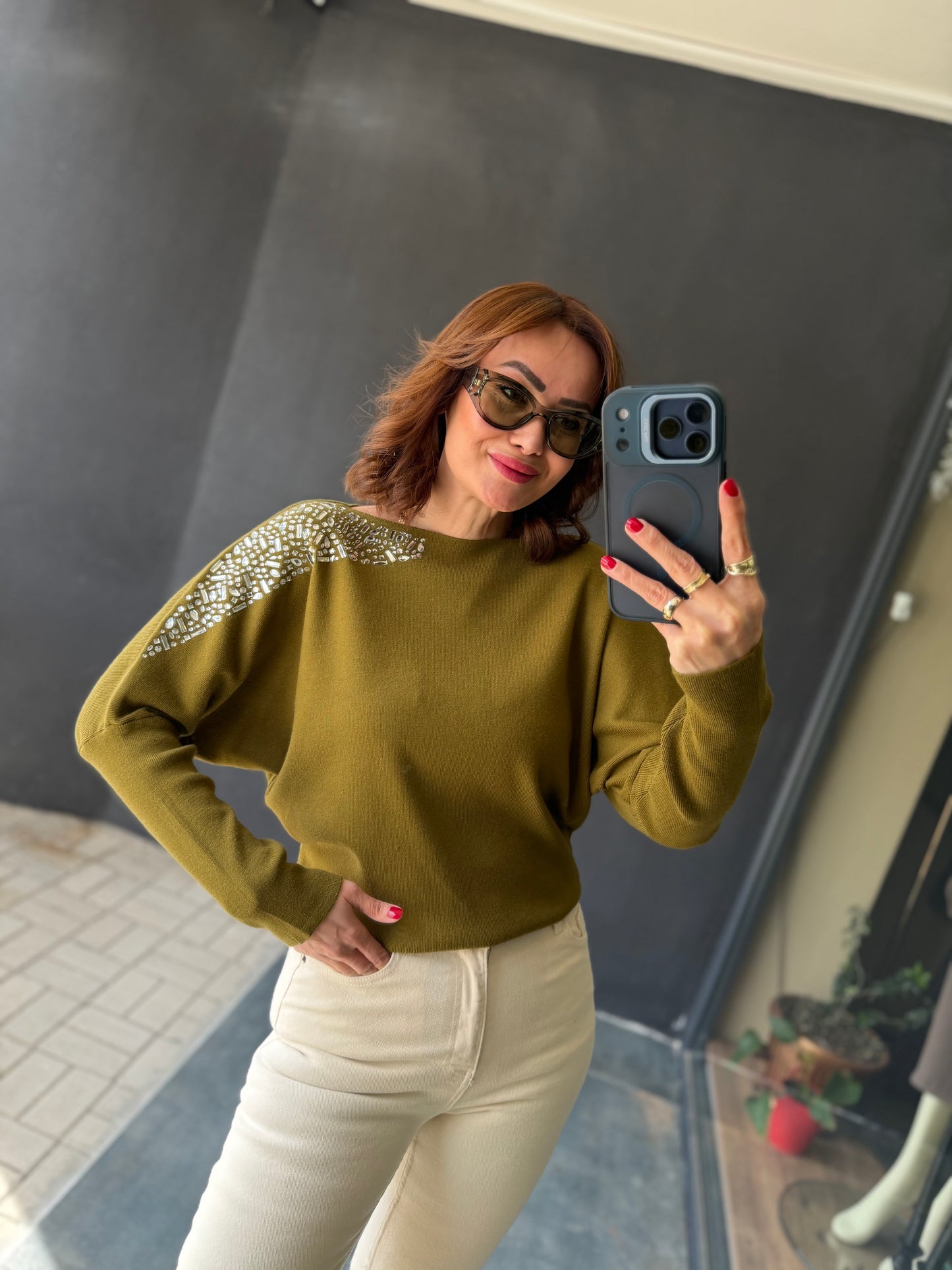 Crowi Yeşil Elit Triko Bluz