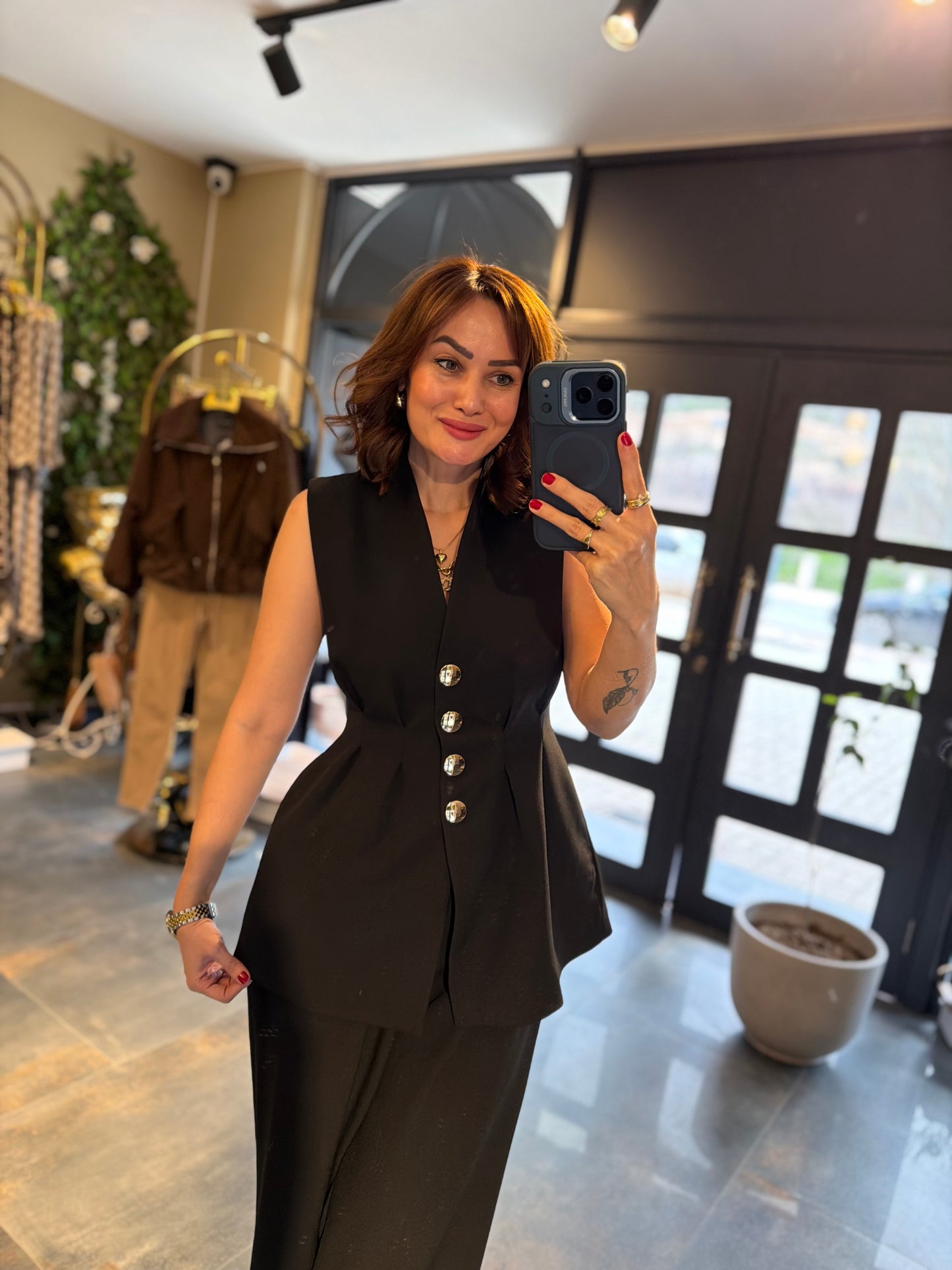 Newwel Siyah Yelek & Pantolon Takım