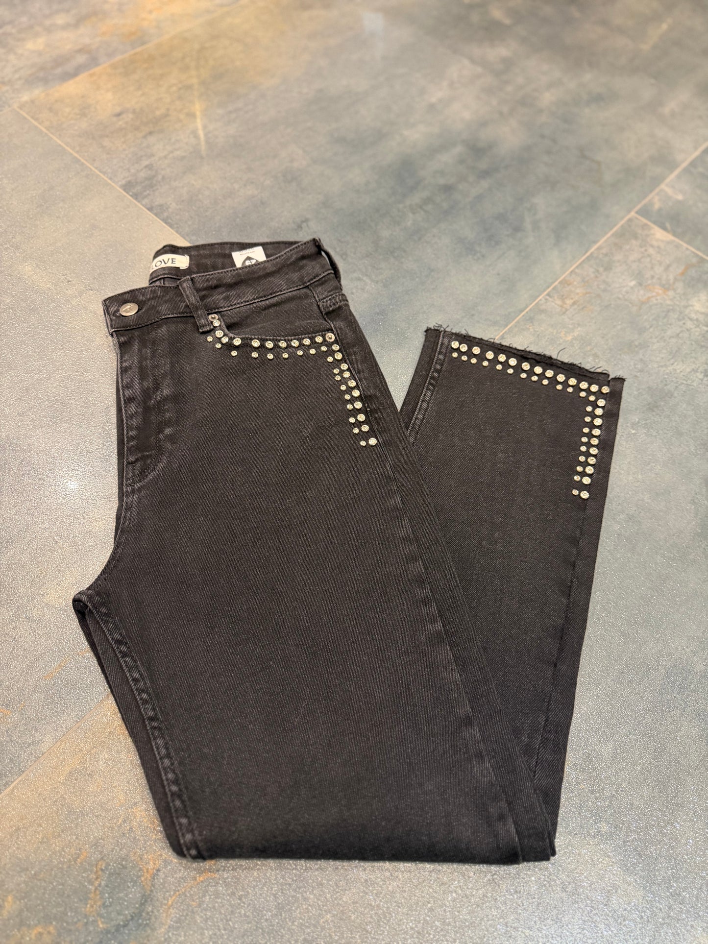 Xlove Siyah Çift Taş İşleme Jean