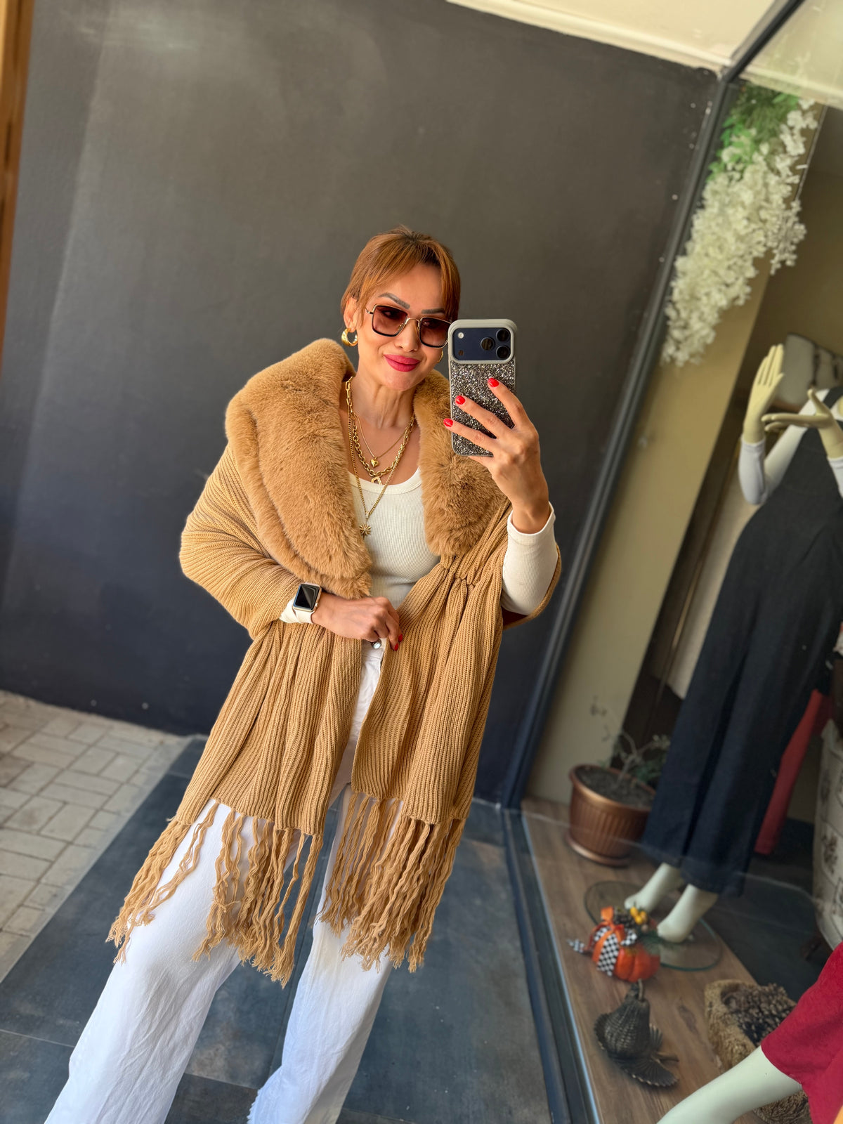 Velmora Camel Özel Tasarım Şal