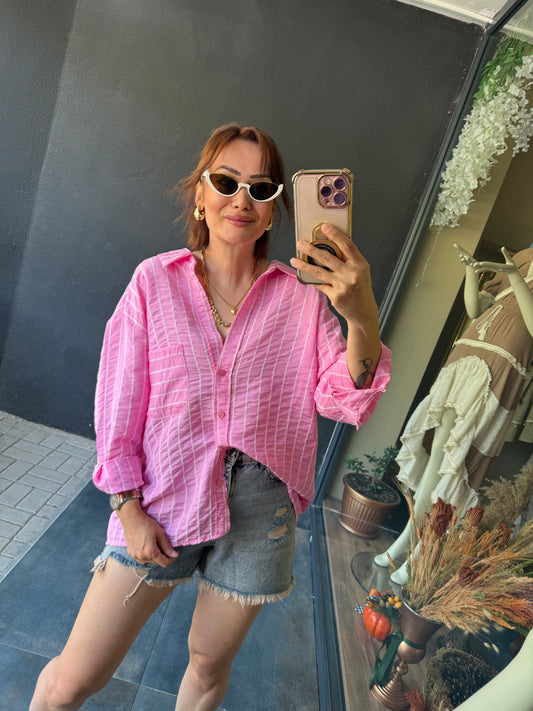 Bısou Pembe Çizgili 1 Gömlek