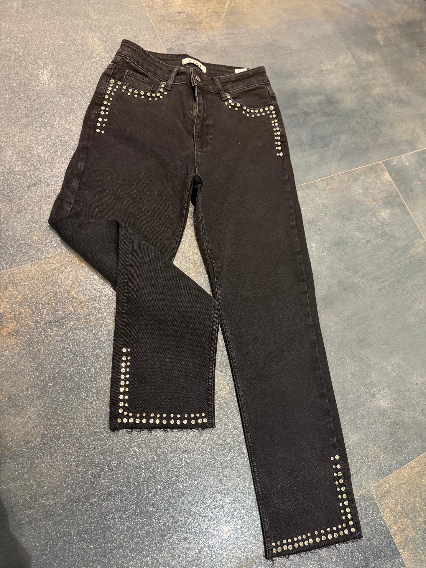 Xlove Siyah Çift Taş İşleme Jean