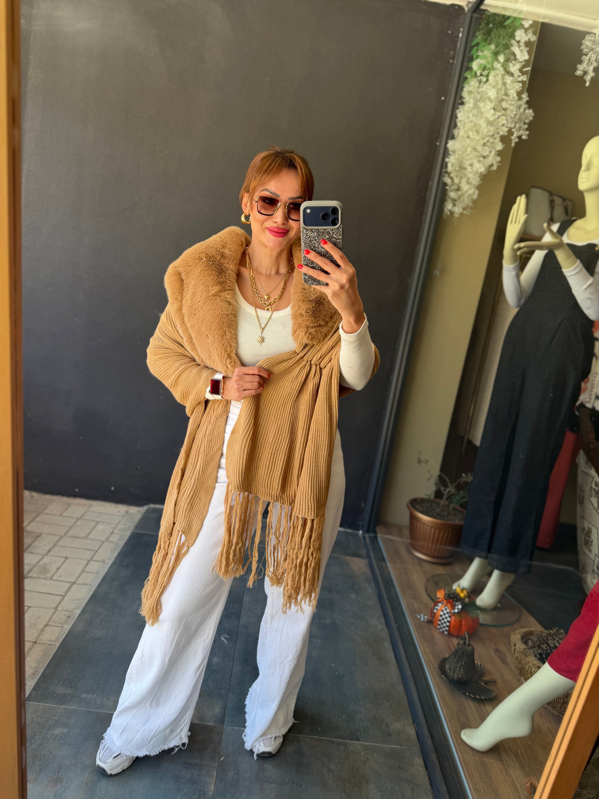 Velmora Camel Özel Tasarım Şal