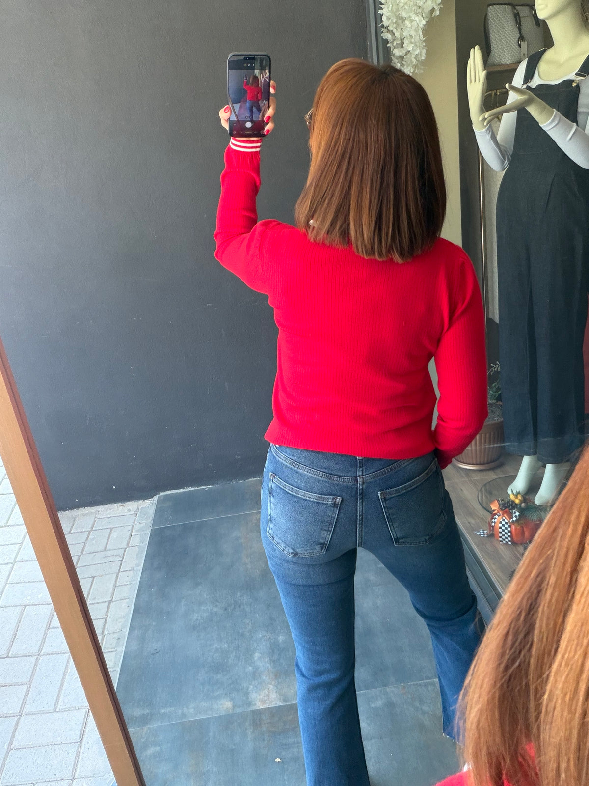 Ace Kırmızı Premium Polo Yaka Fitilli Triko Bluz