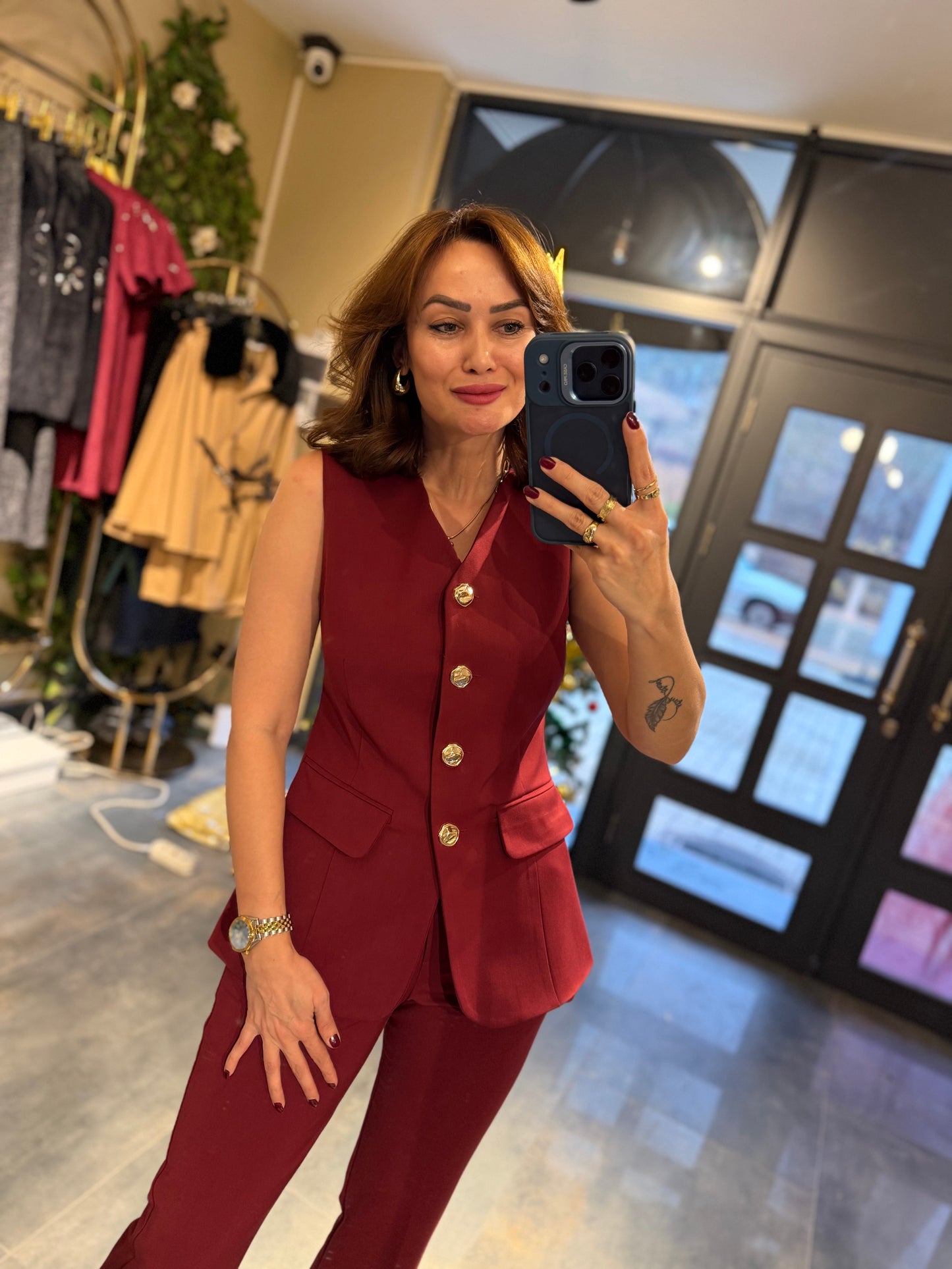 Lingo Bordo Yelek & Pantolon Takım