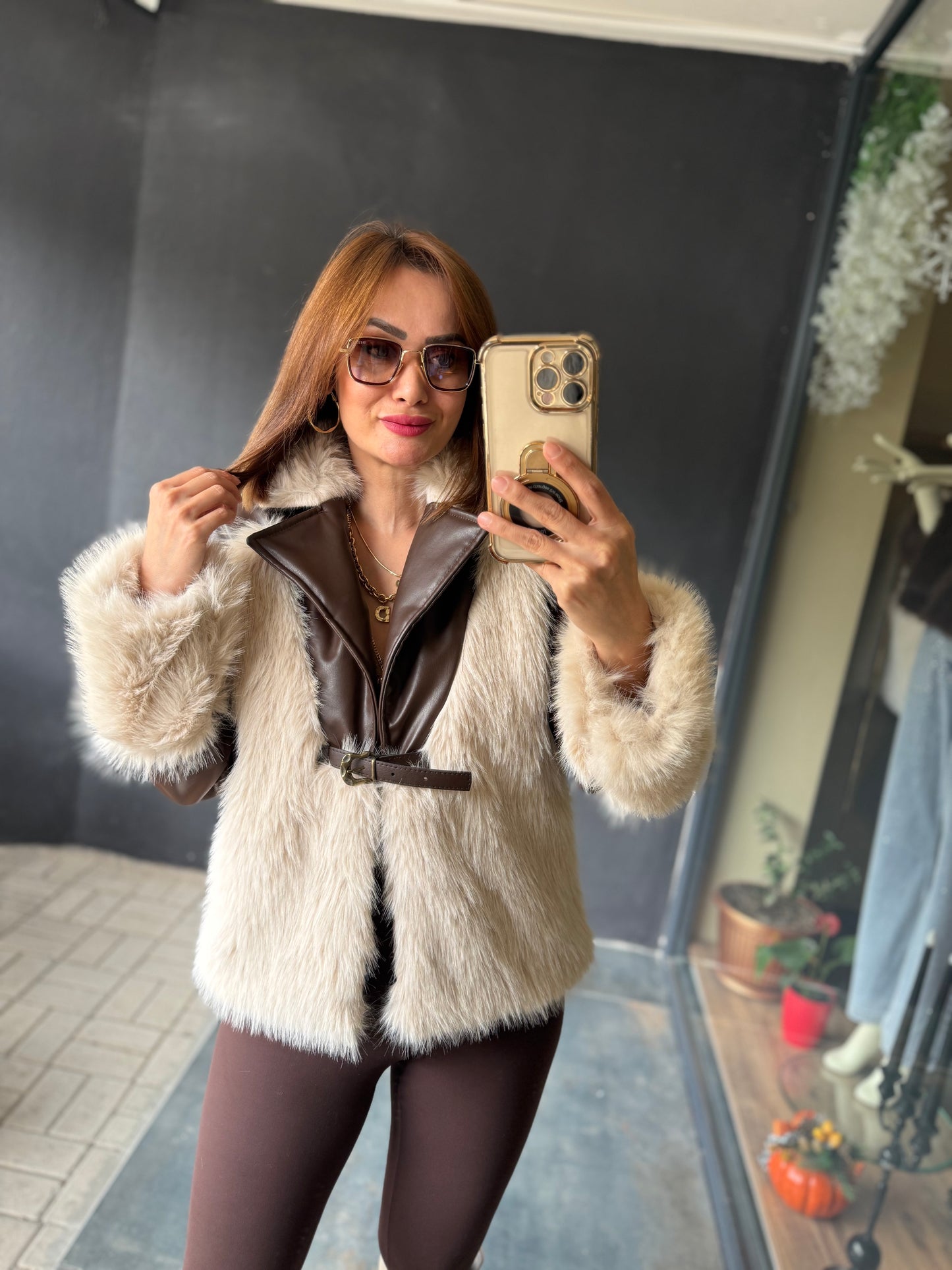 Deer Kahve Deri & Kürk Ceket