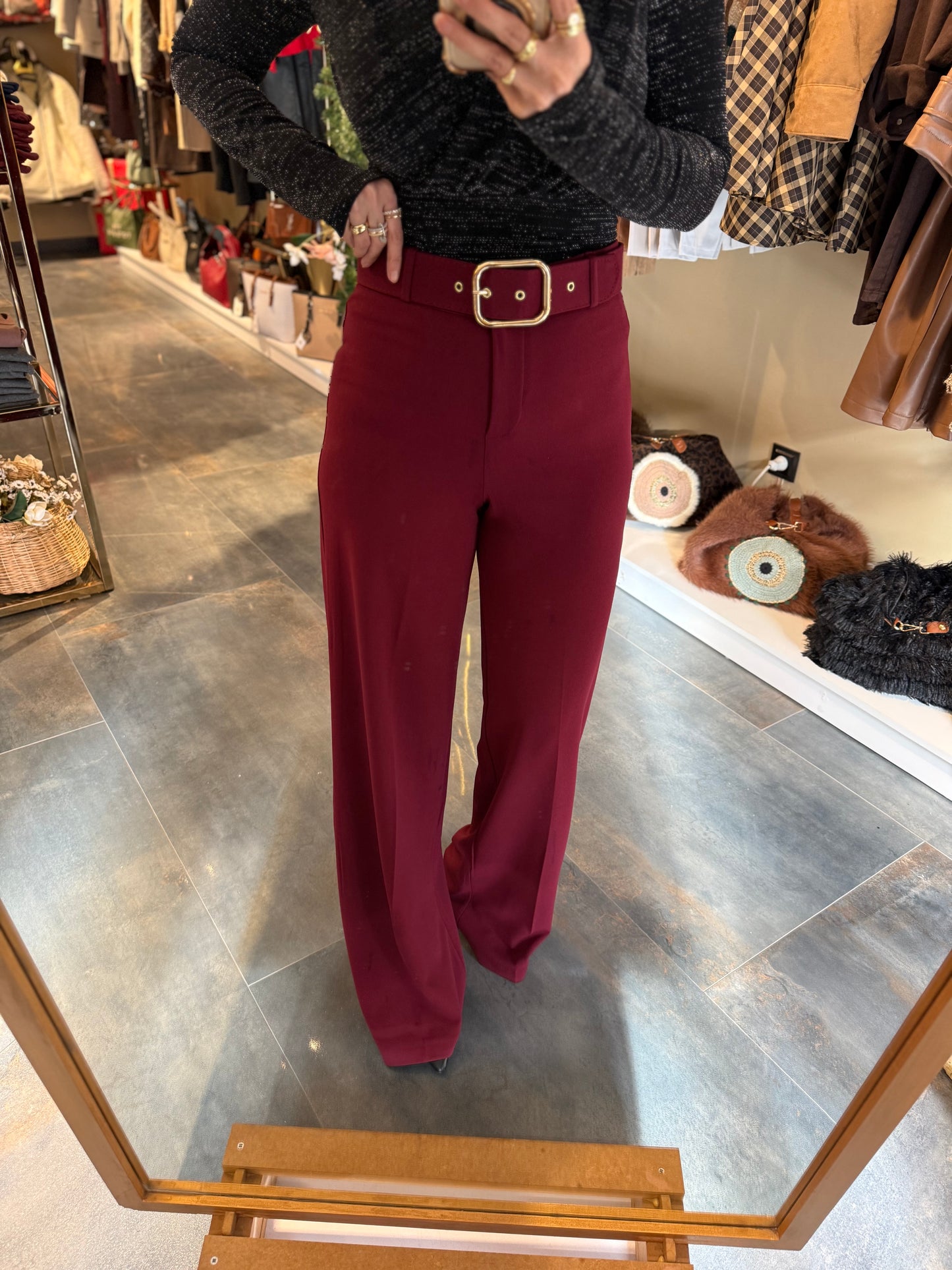 Moremos Bordo Kemerli Pantolon