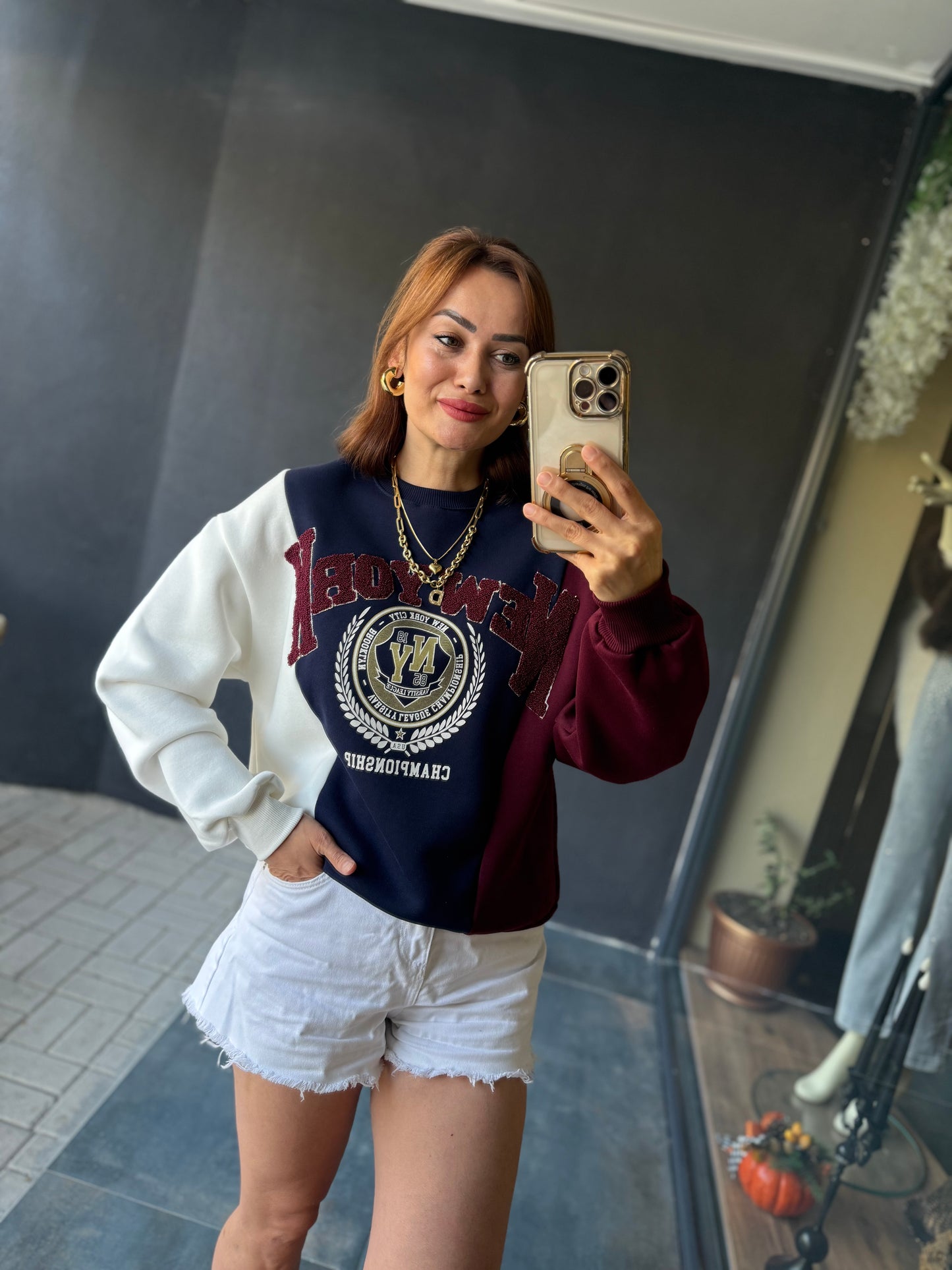 Muvy Bordo Kabartmalı Sweatshirt