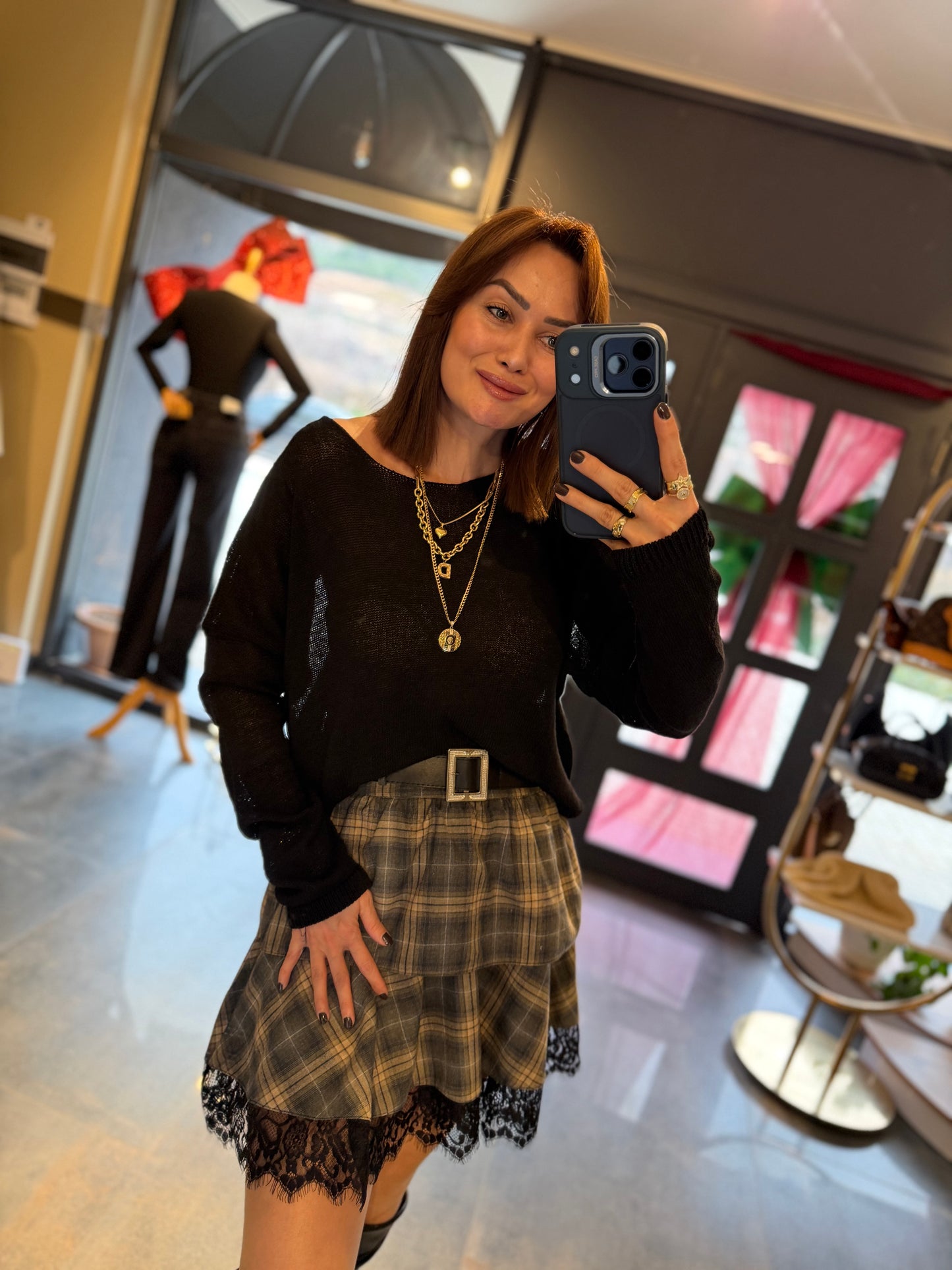 Livin Mavi Kareli Elbise