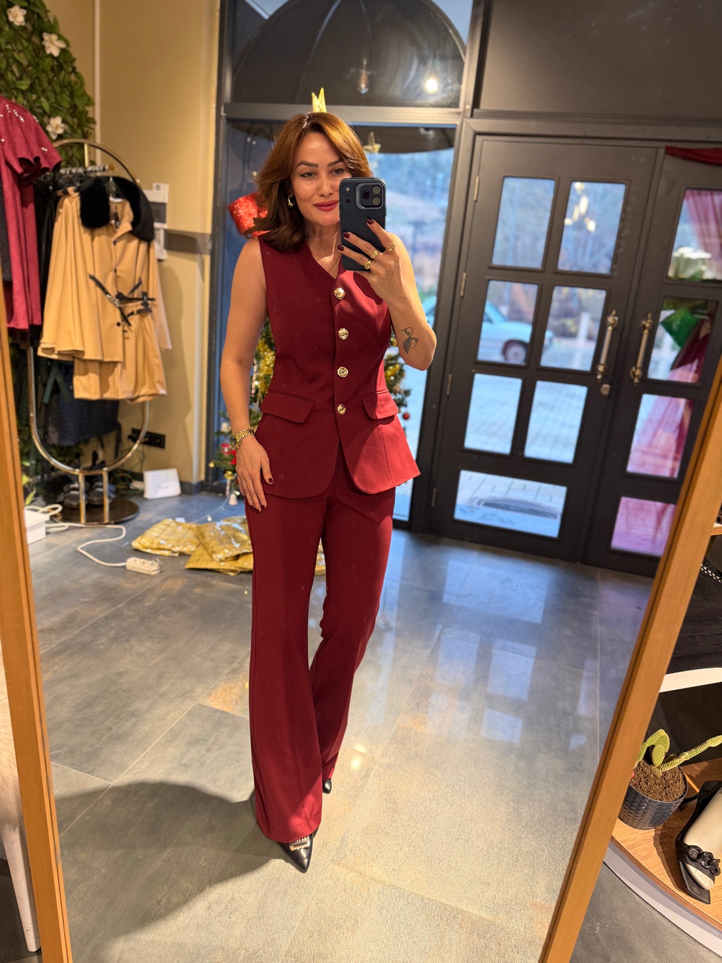 Lingo Bordo Yelek & Pantolon Takım