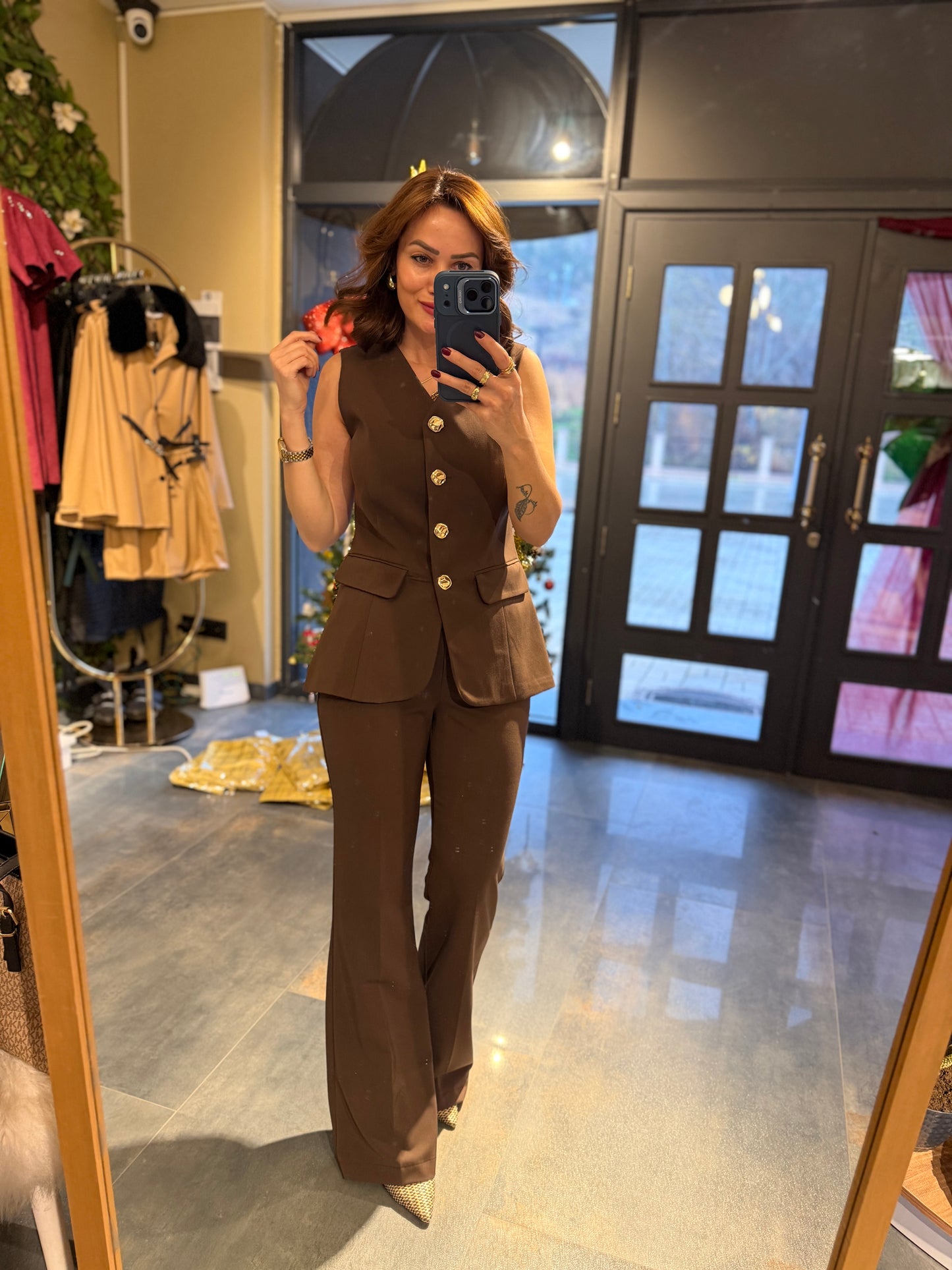 Lingo Kahve Yelek & Pantolon Takım