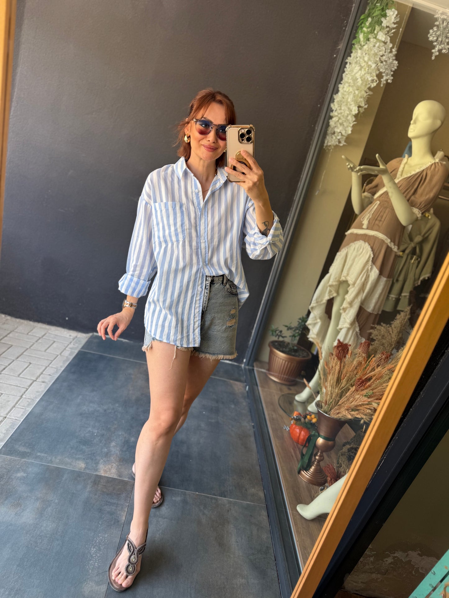 Bısou Mavi Çizgili 2 Gömlek