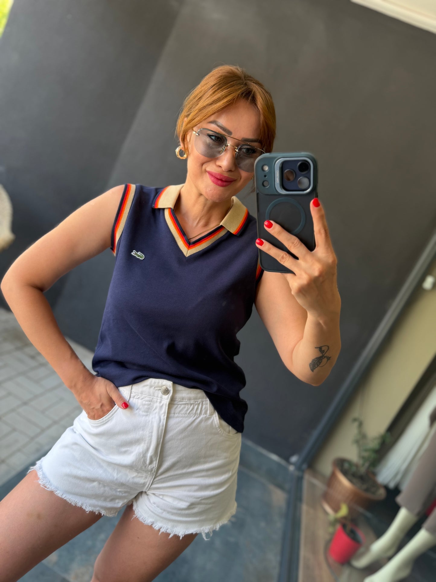 Yakalı Penye Lacivert T-Shirt