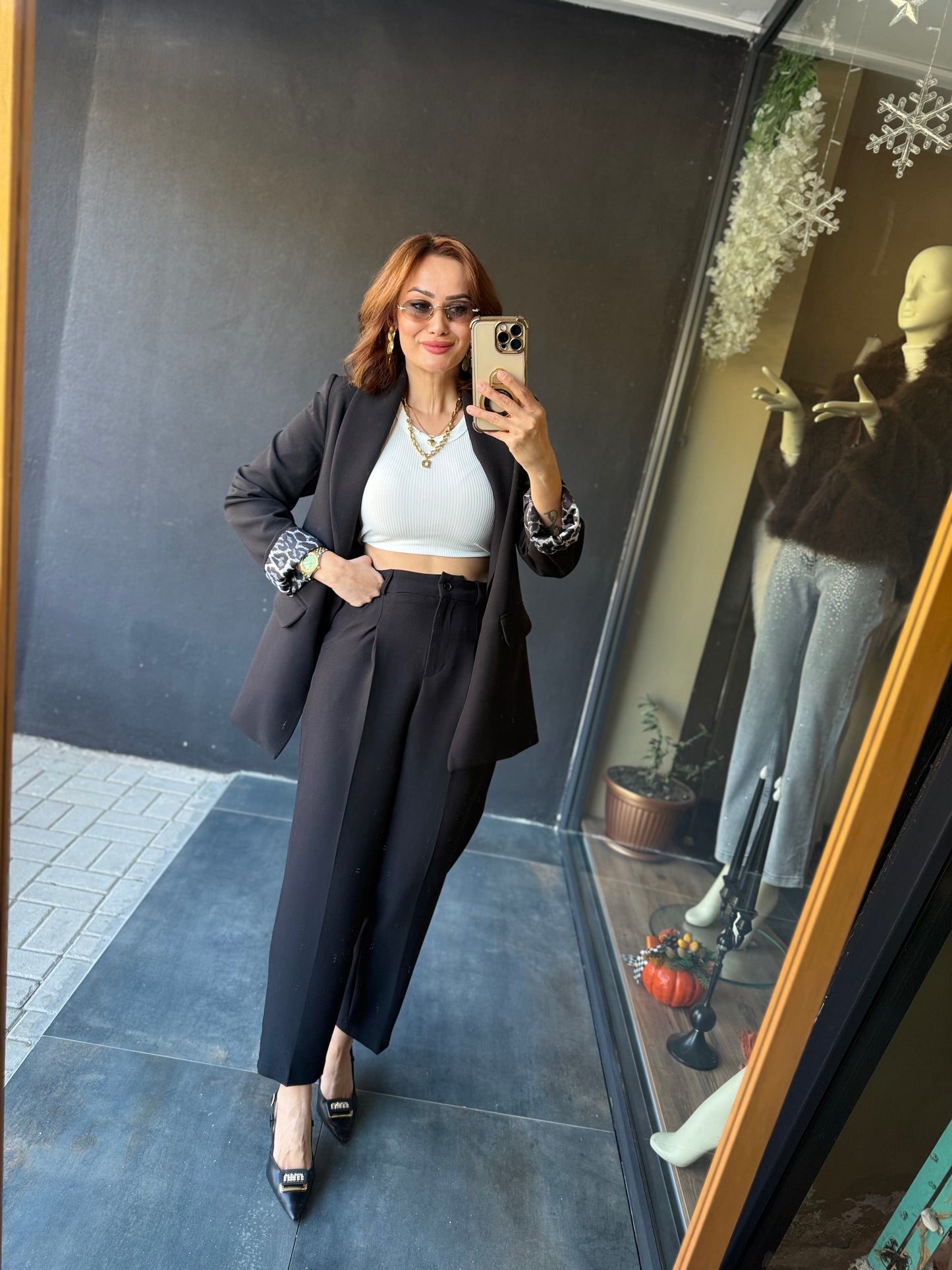 Melanj Siyah Ceket &Pantolon Takım