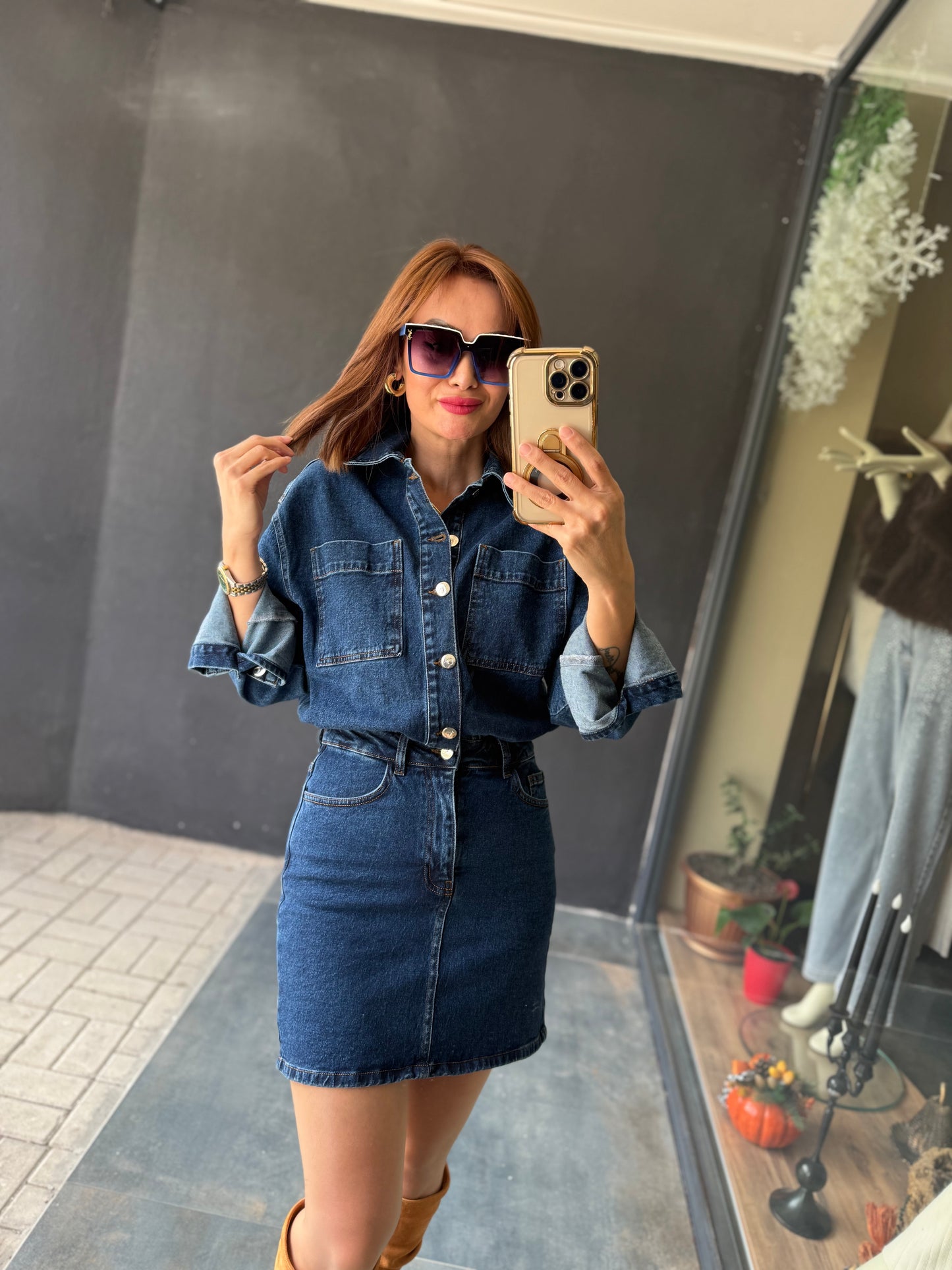 Xlove Mavi Toparlayıcı Kot Elbise