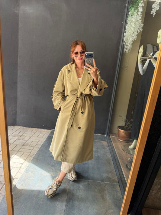 Alveron Bej Oversize Trenchcoat