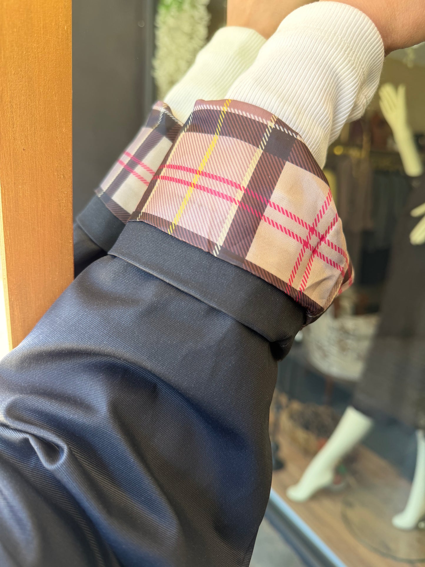 Mesli Lacivert Su Geçirmez Trenchcoat
