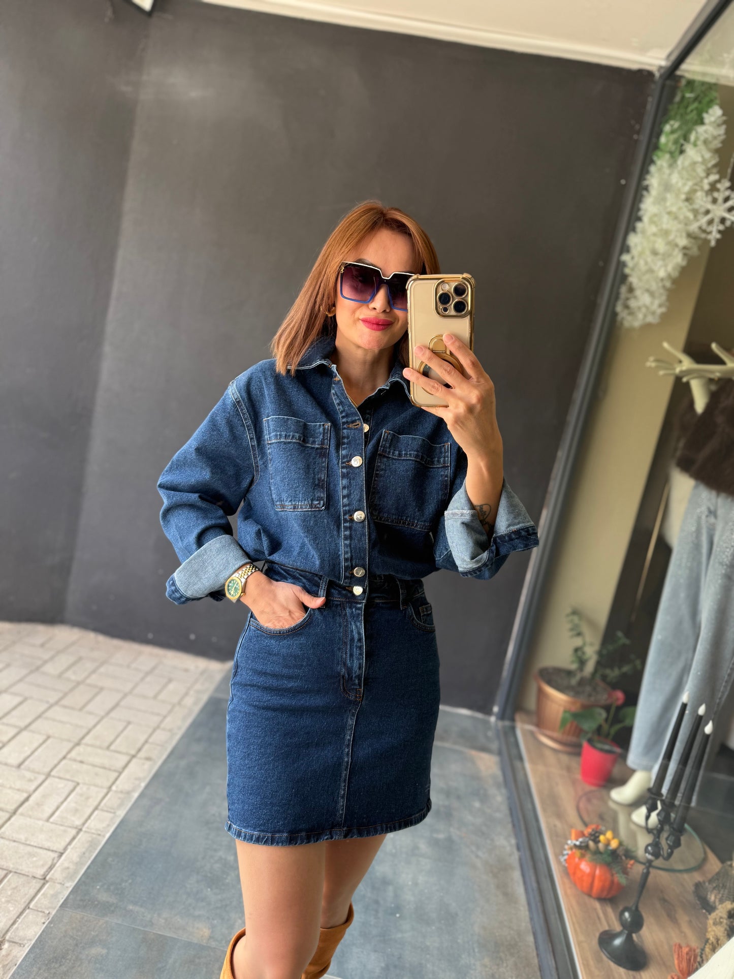 Xlove Mavi Toparlayıcı Kot Elbise