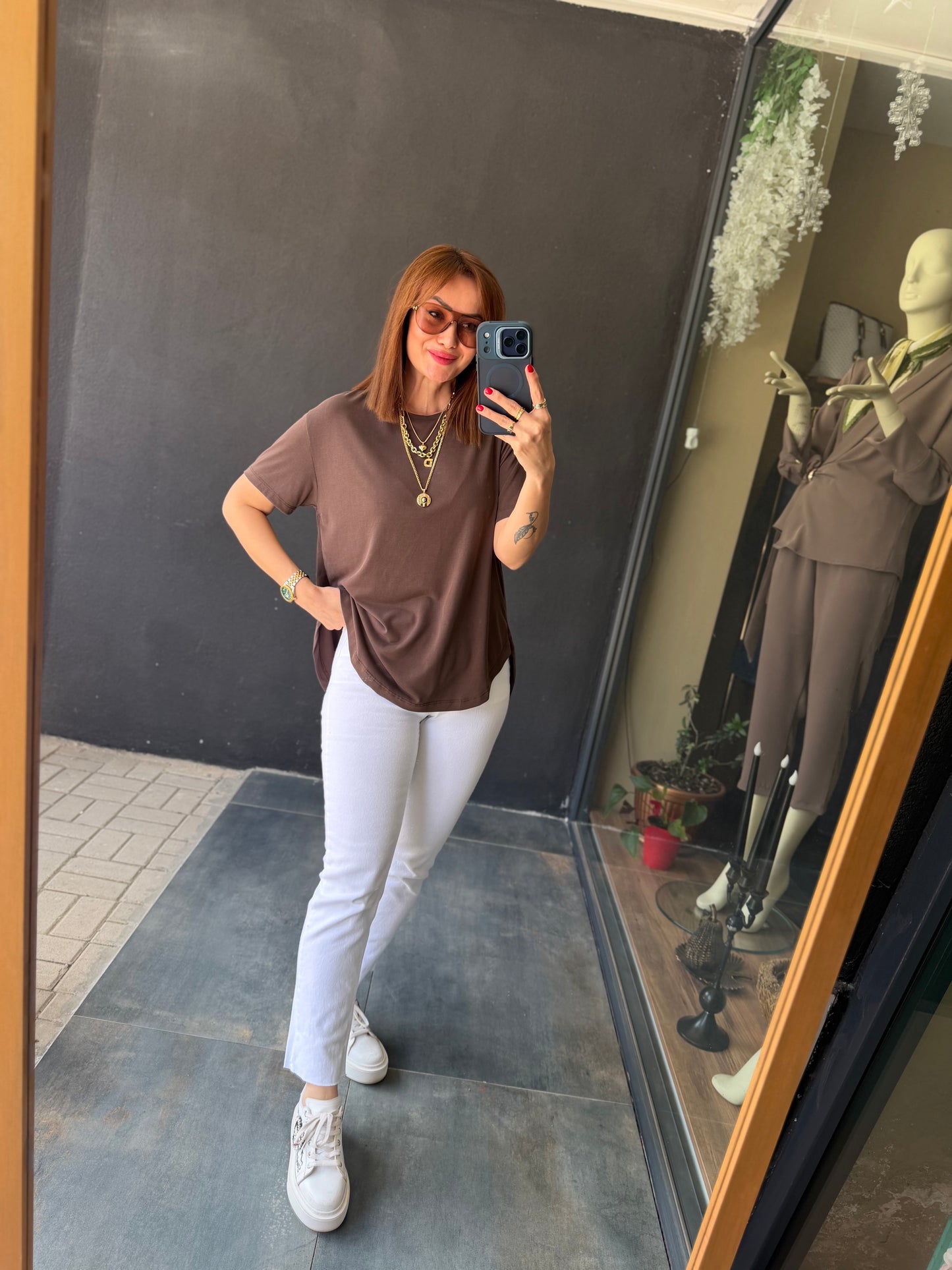 Dark Kahve Modal Basic T-Shirt