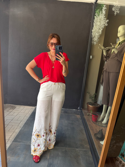 Nakış İşleme Pantolon & T-Shirt Takım