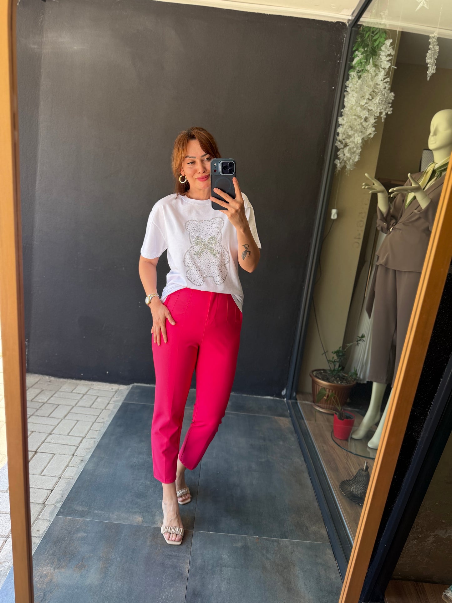 Pembe Flato Pantolon /Tshirt Takım